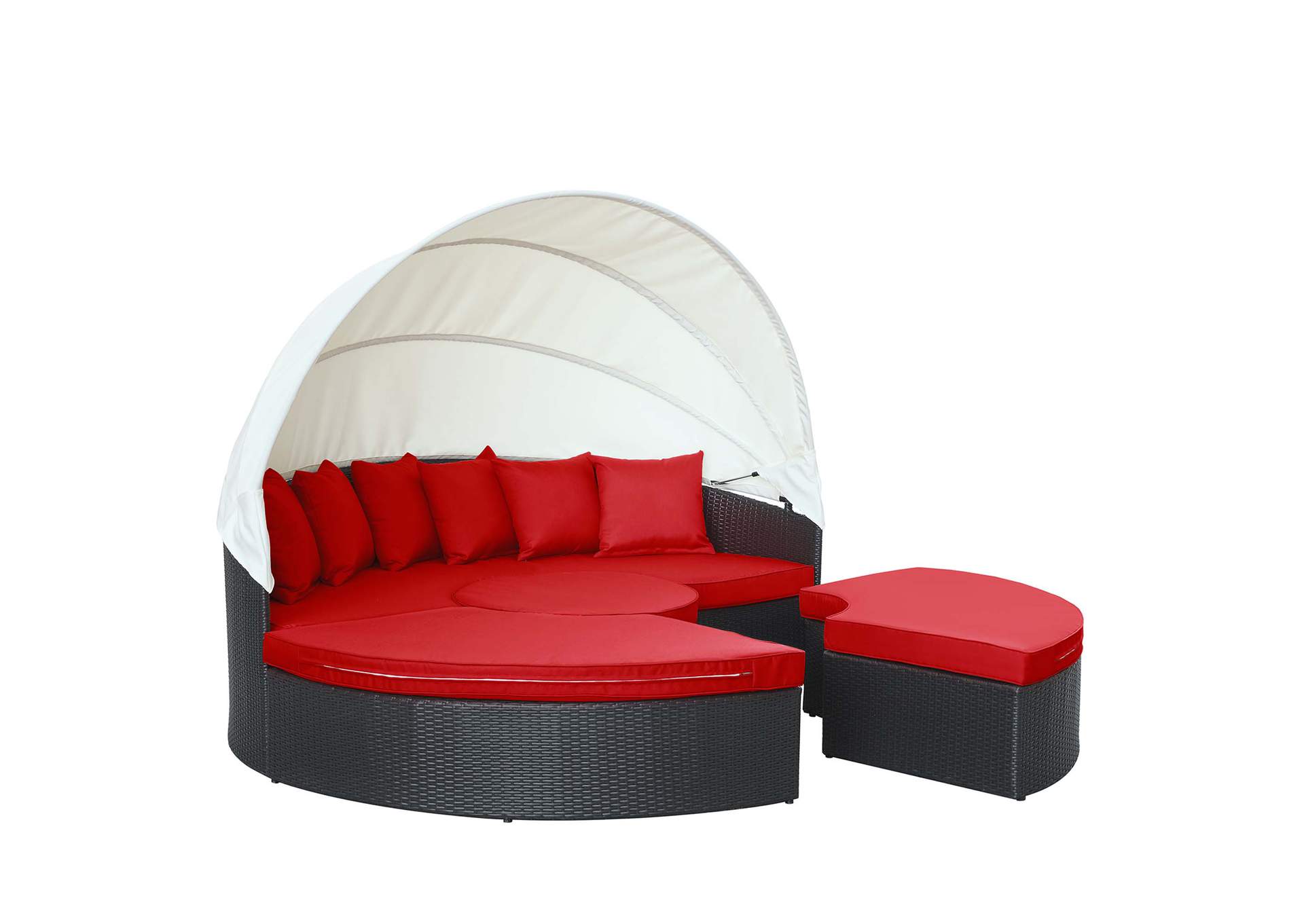 Espresso Red Quest Canopy Outdoor Patio Daybed,Modway