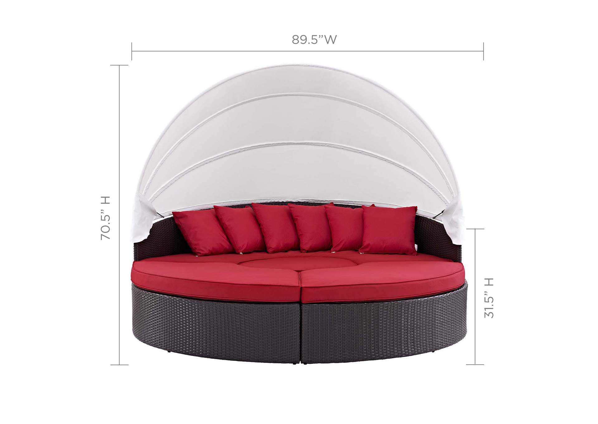 Espresso Red Quest Canopy Outdoor Patio Daybed,Modway