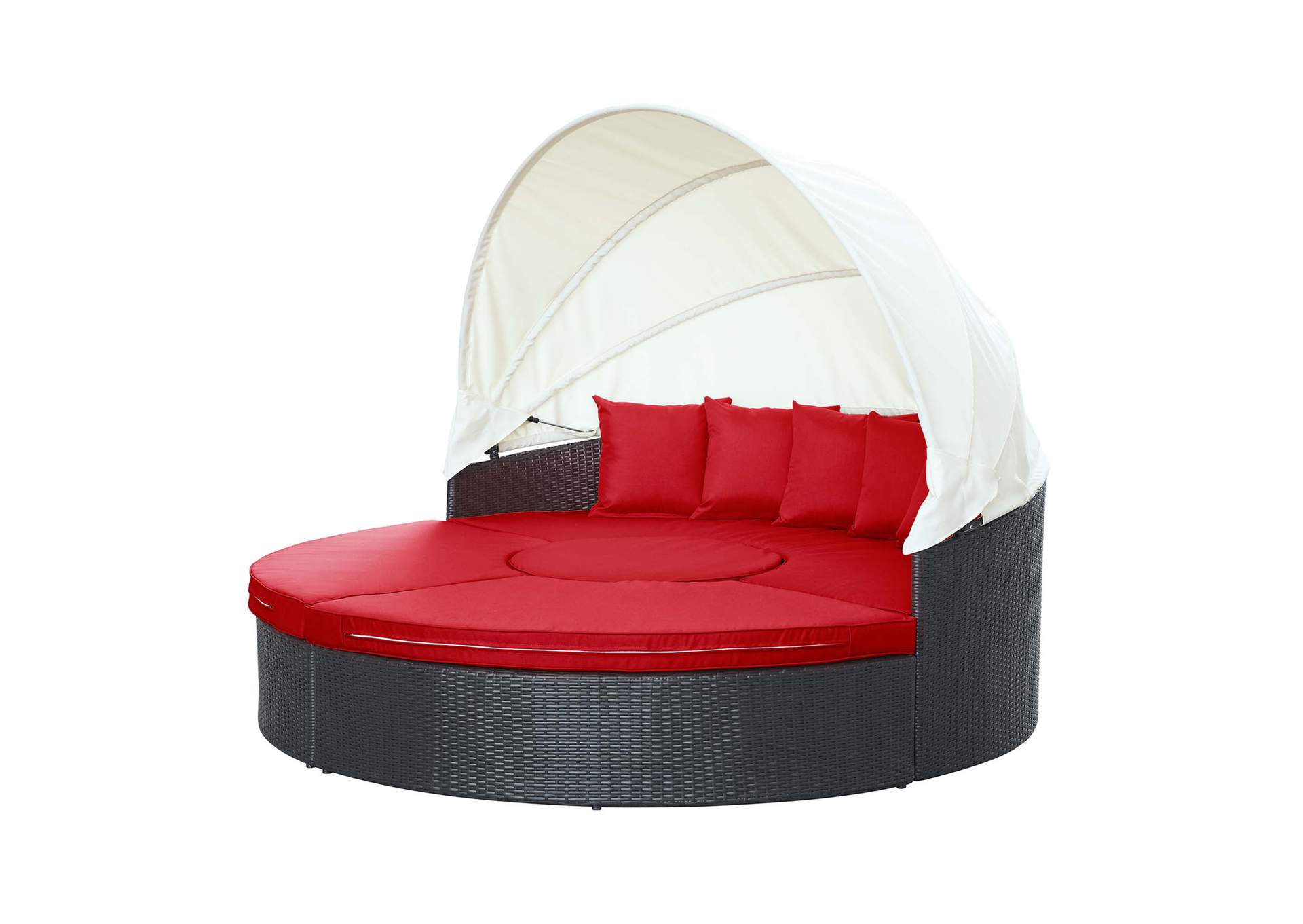 Espresso Red Quest Canopy Outdoor Patio Daybed,Modway