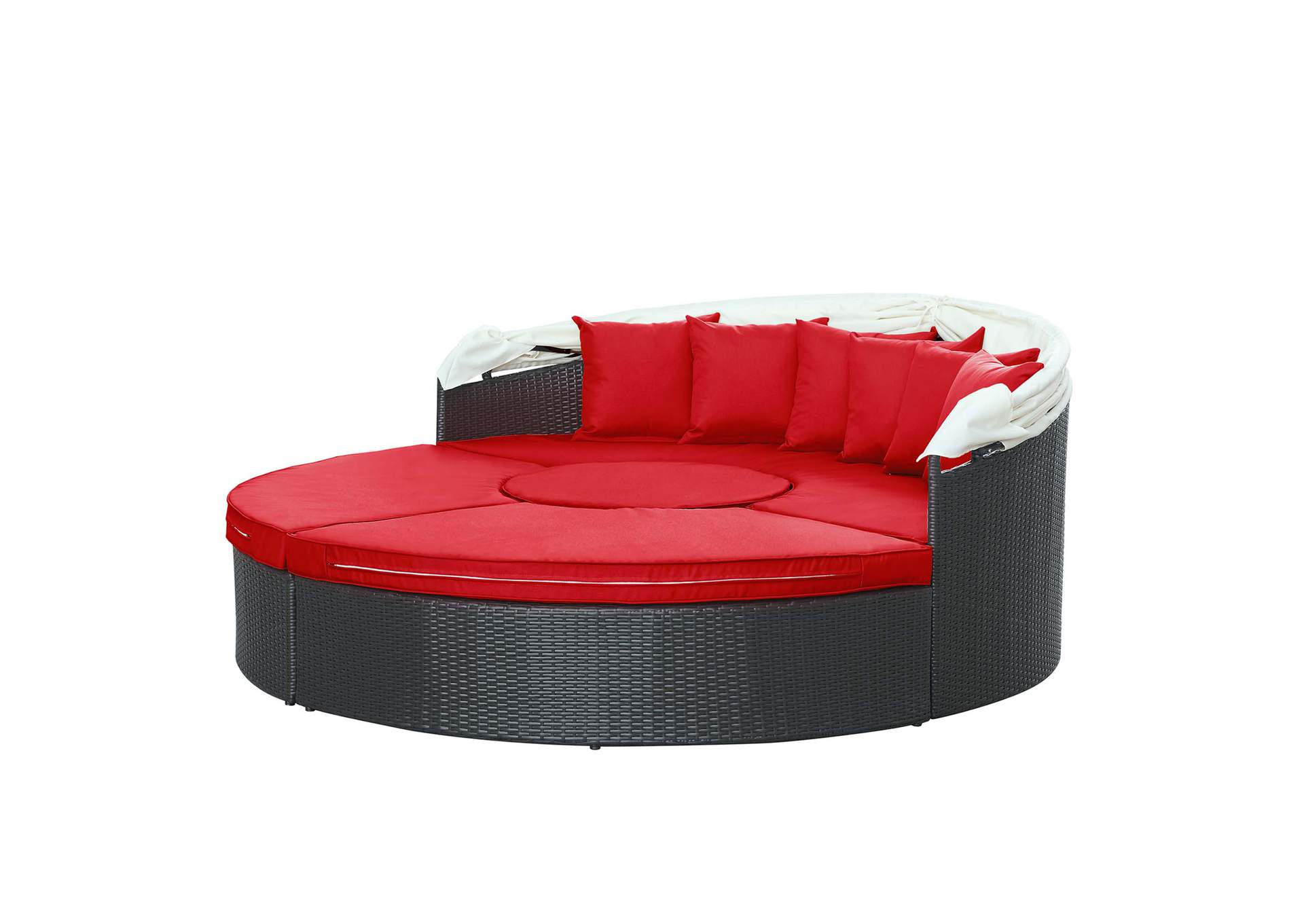 Espresso Red Quest Canopy Outdoor Patio Daybed,Modway