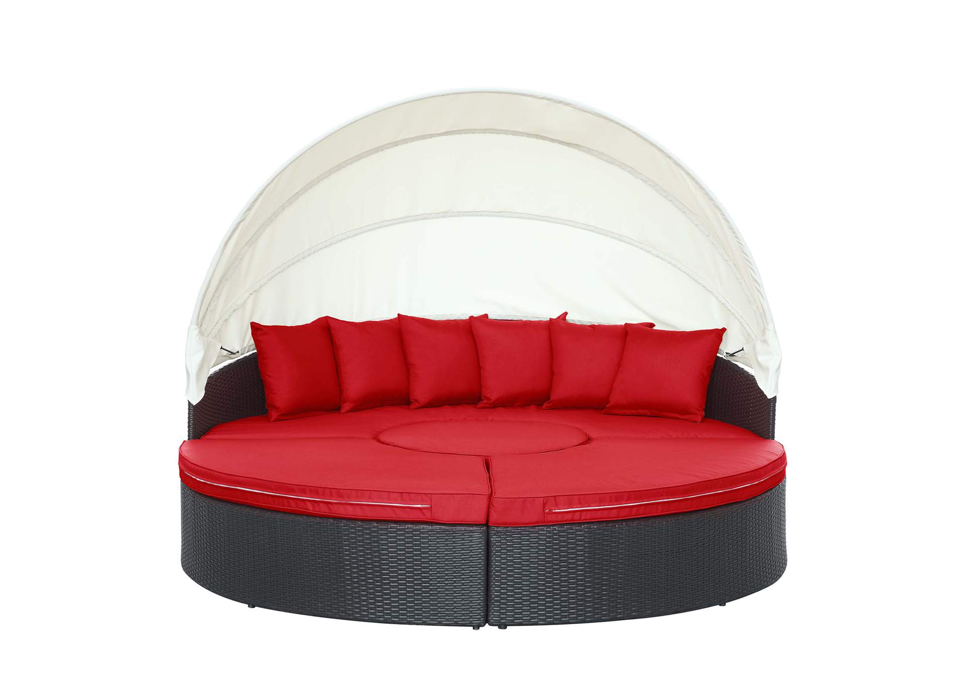 Espresso Red Quest Canopy Outdoor Patio Daybed,Modway