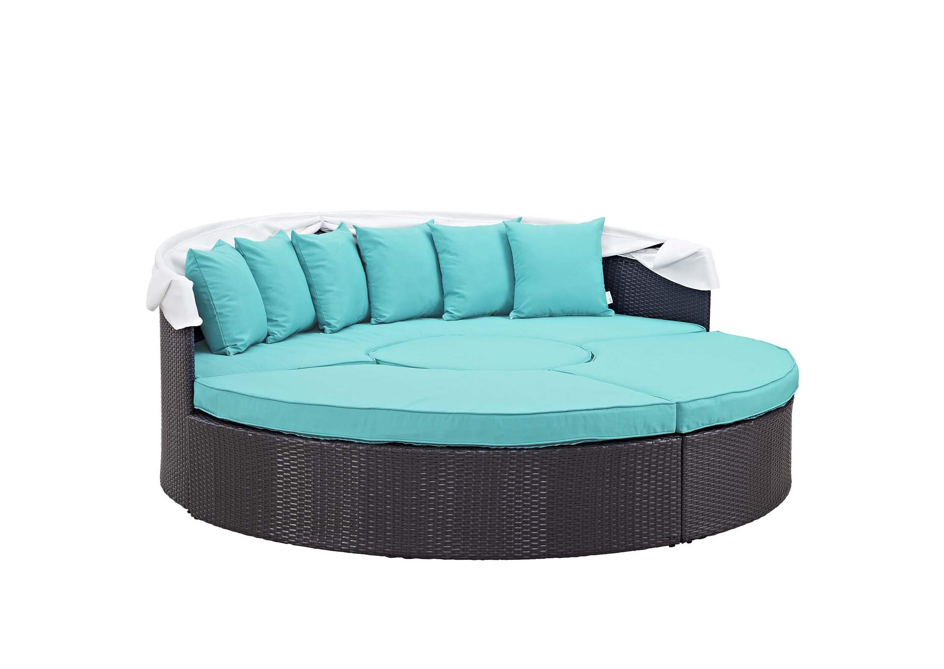 Espresso Turquoise Quest Canopy Outdoor Patio Daybed,Modway