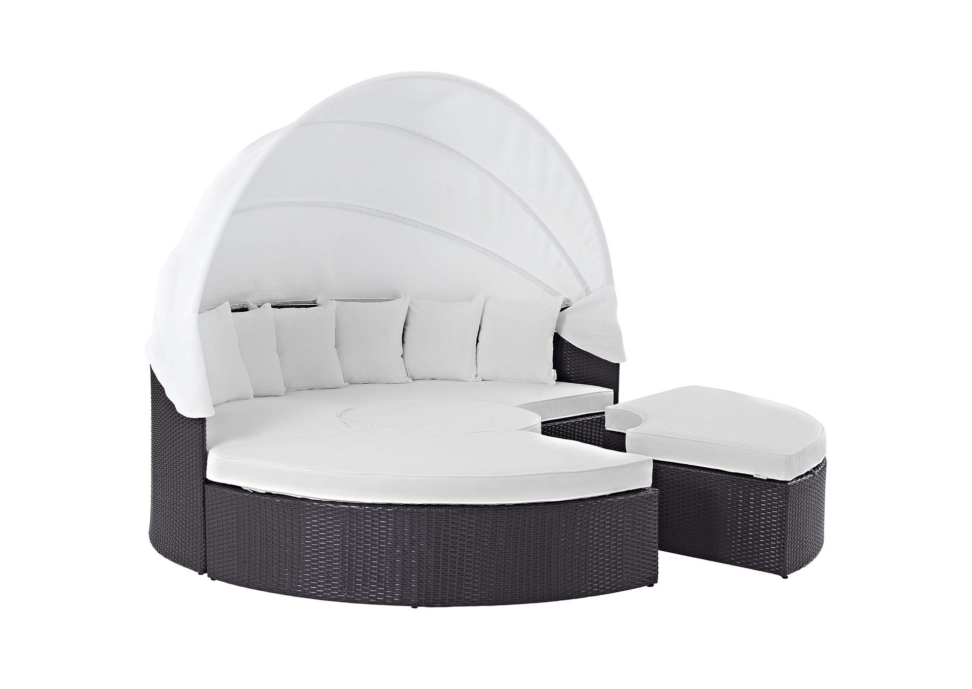 Espresso White Quest Canopy Outdoor Patio Daybed,Modway