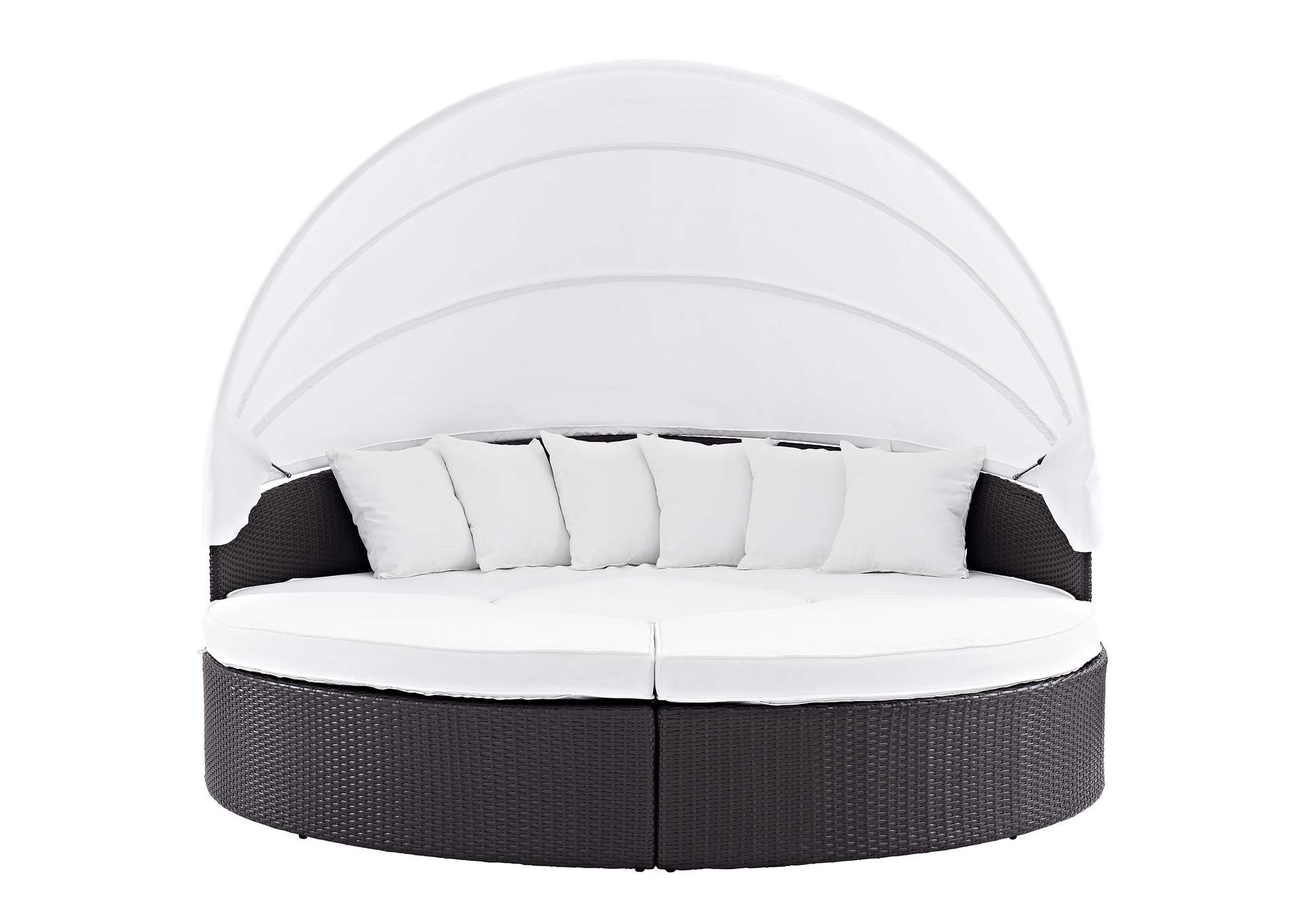 Espresso White Quest Canopy Outdoor Patio Daybed,Modway