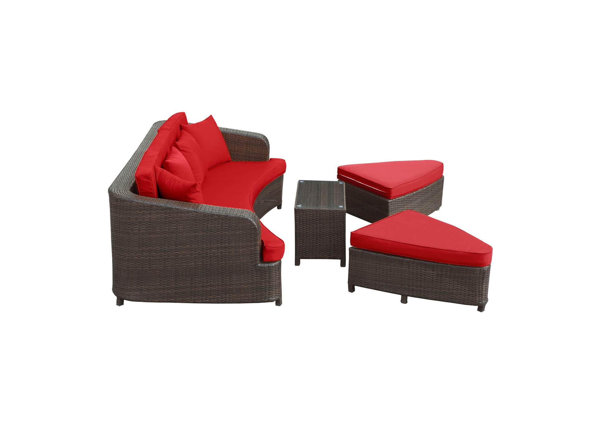 Brown Red Monterey 4 Piece Outdoor Patio Sofa Set,Modway