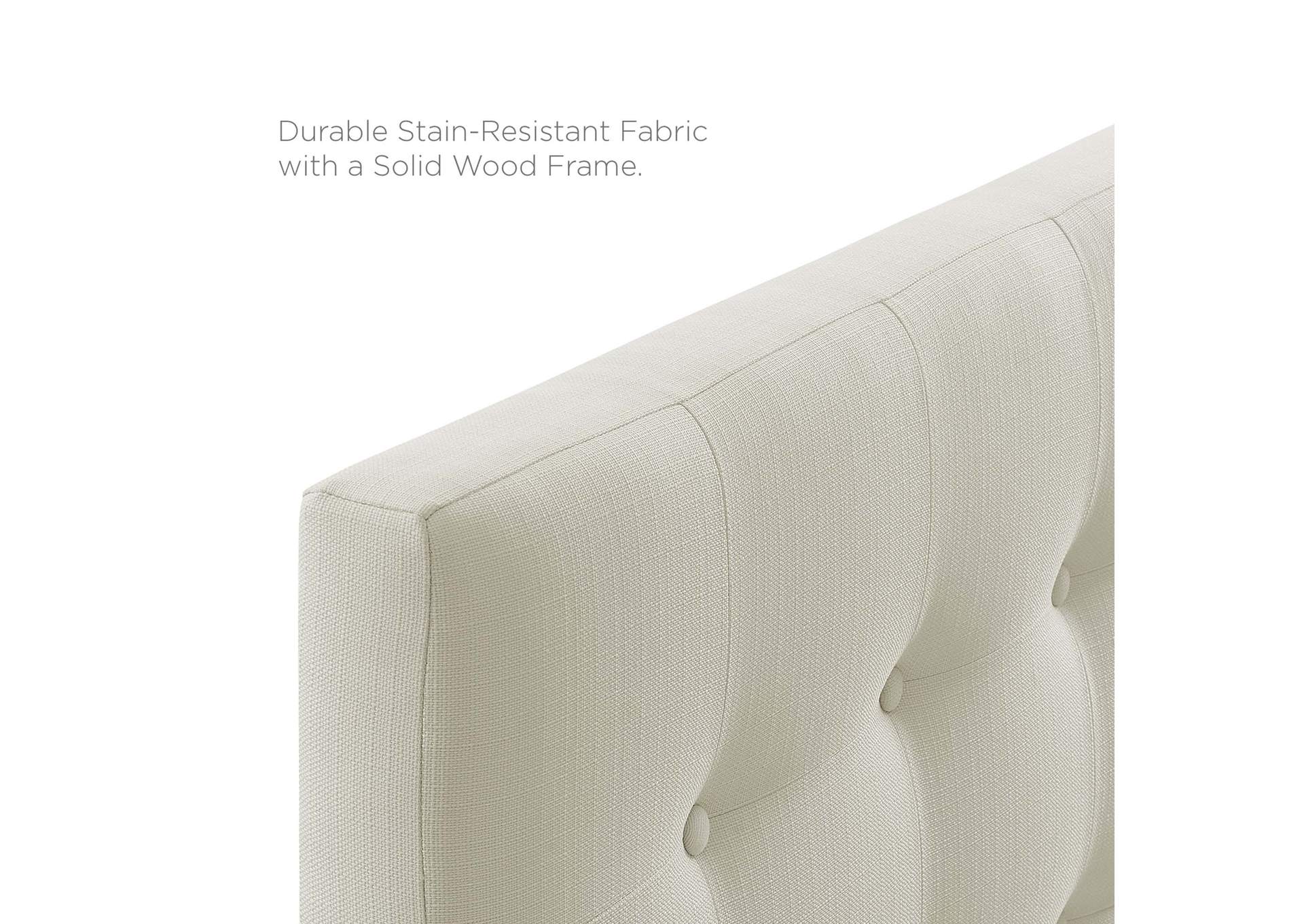 Emily Ivory King Upholstered Fabric Headboard,Modway