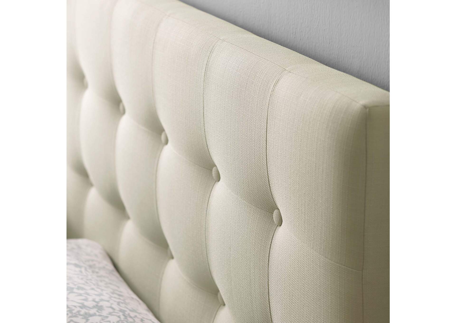 Emily Ivory King Upholstered Fabric Headboard,Modway