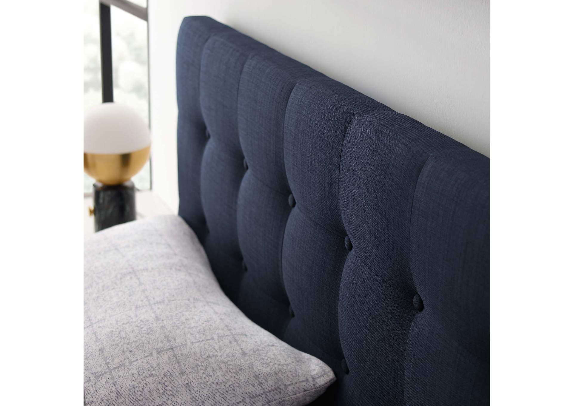 Emily Navy King Upholstered Fabric Headboard,Modway