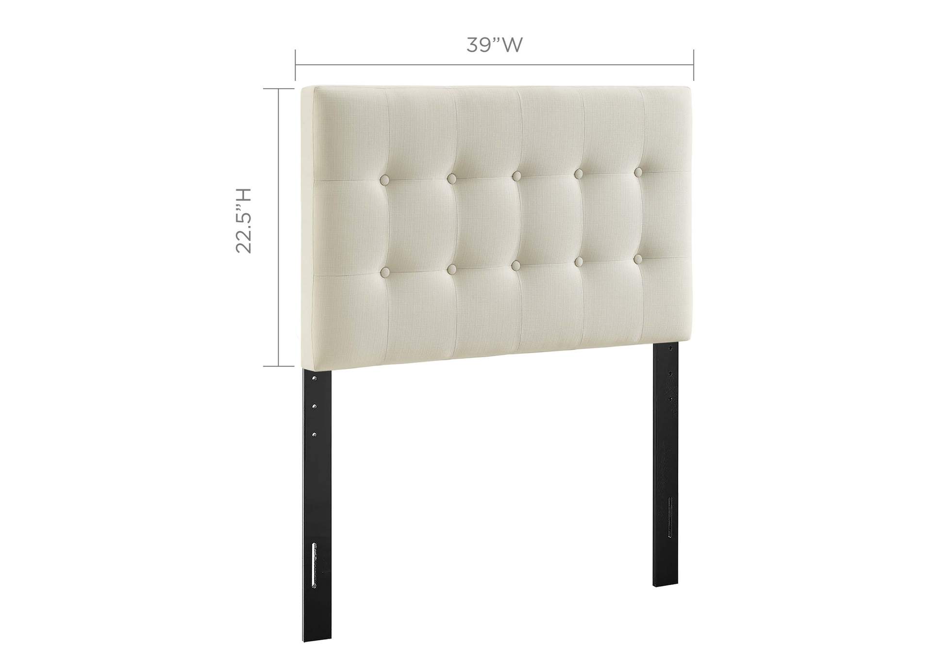Emily Ivory Twin Upholstered Fabric Headboard,Modway
