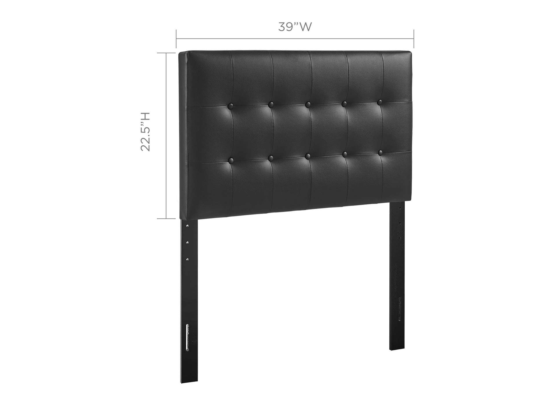 Emily Black Twin Upholstered Vinyl Headboard,Modway