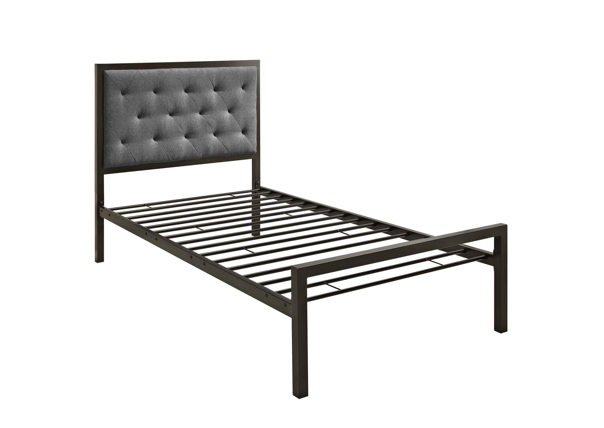 Brown Gray Mia Twin Bed - Fabric,Modway