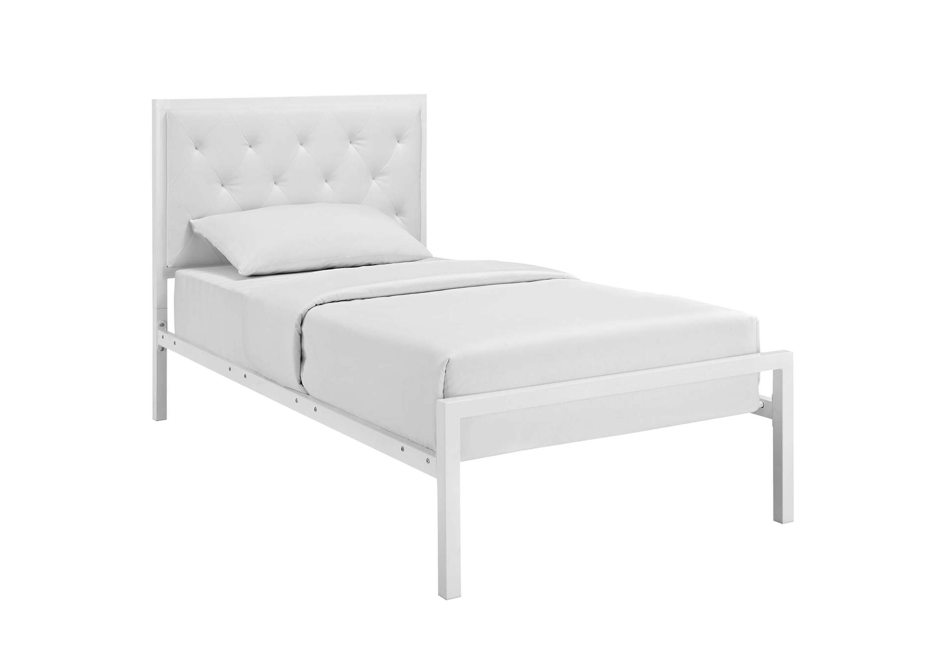 White White Mia Twin Bed - Vinyl,Modway