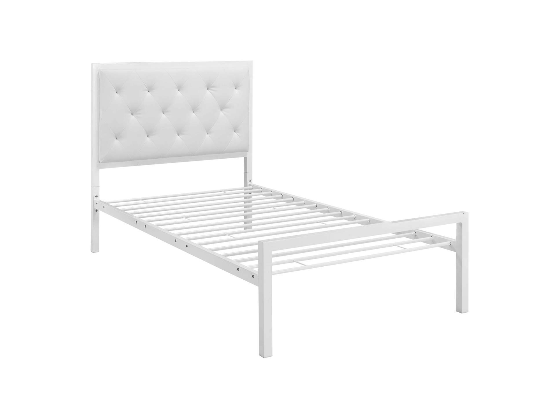 White White Mia Twin Bed - Vinyl,Modway