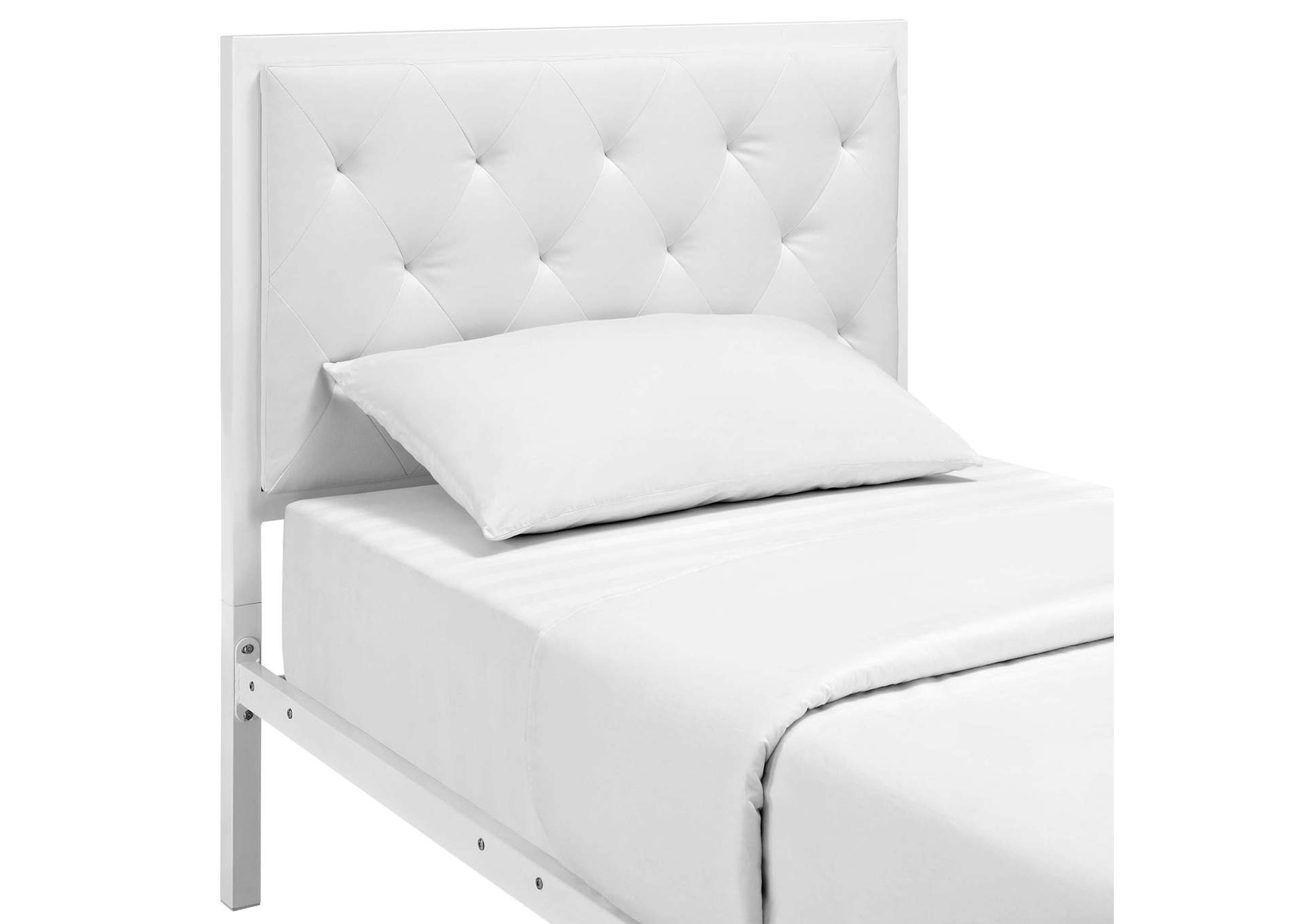 White White Mia Twin Bed - Vinyl,Modway