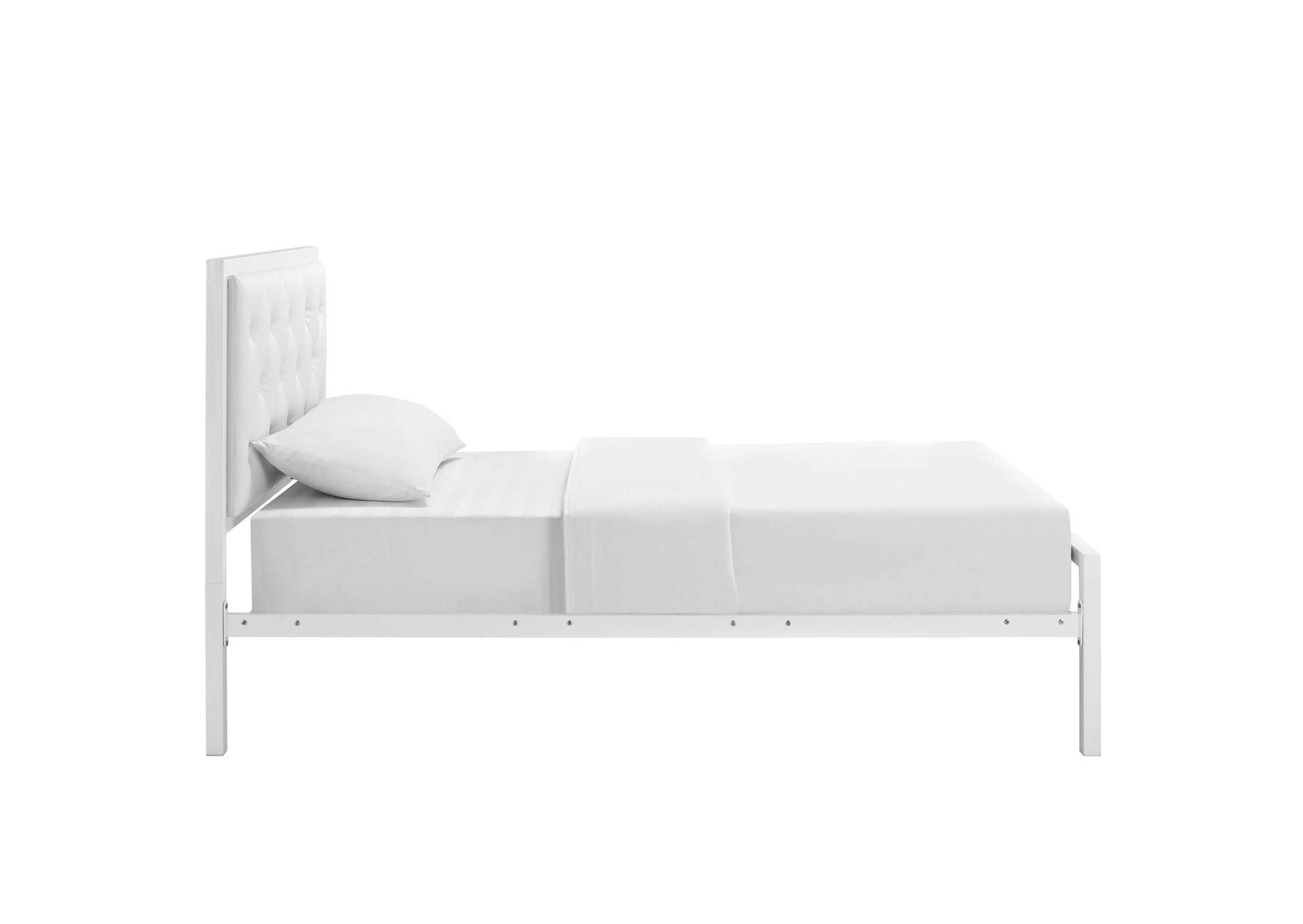 White White Mia Twin Bed - Vinyl,Modway