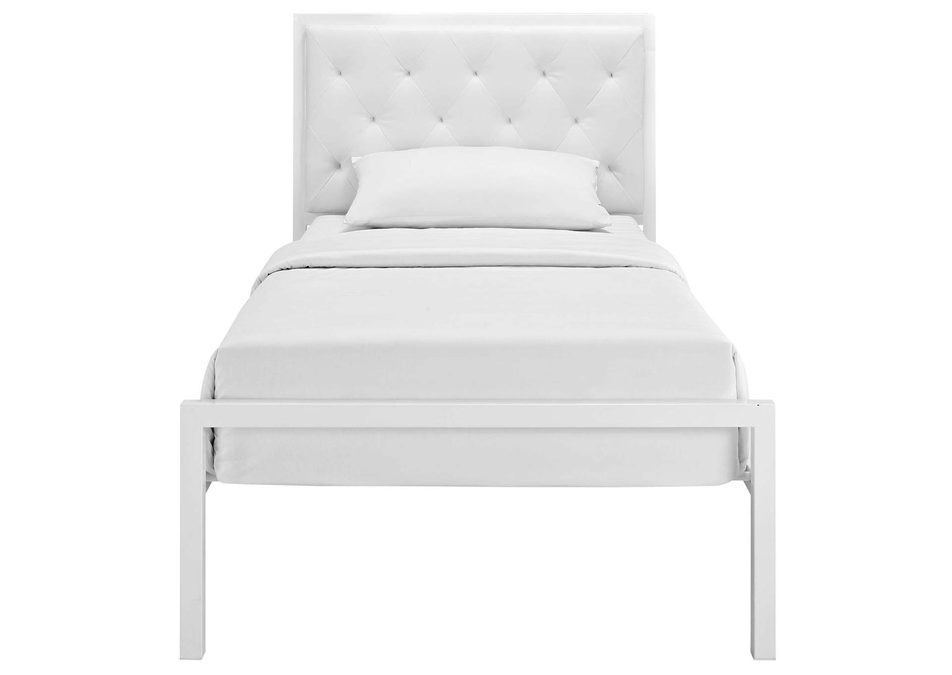 White White Mia Twin Bed - Vinyl,Modway