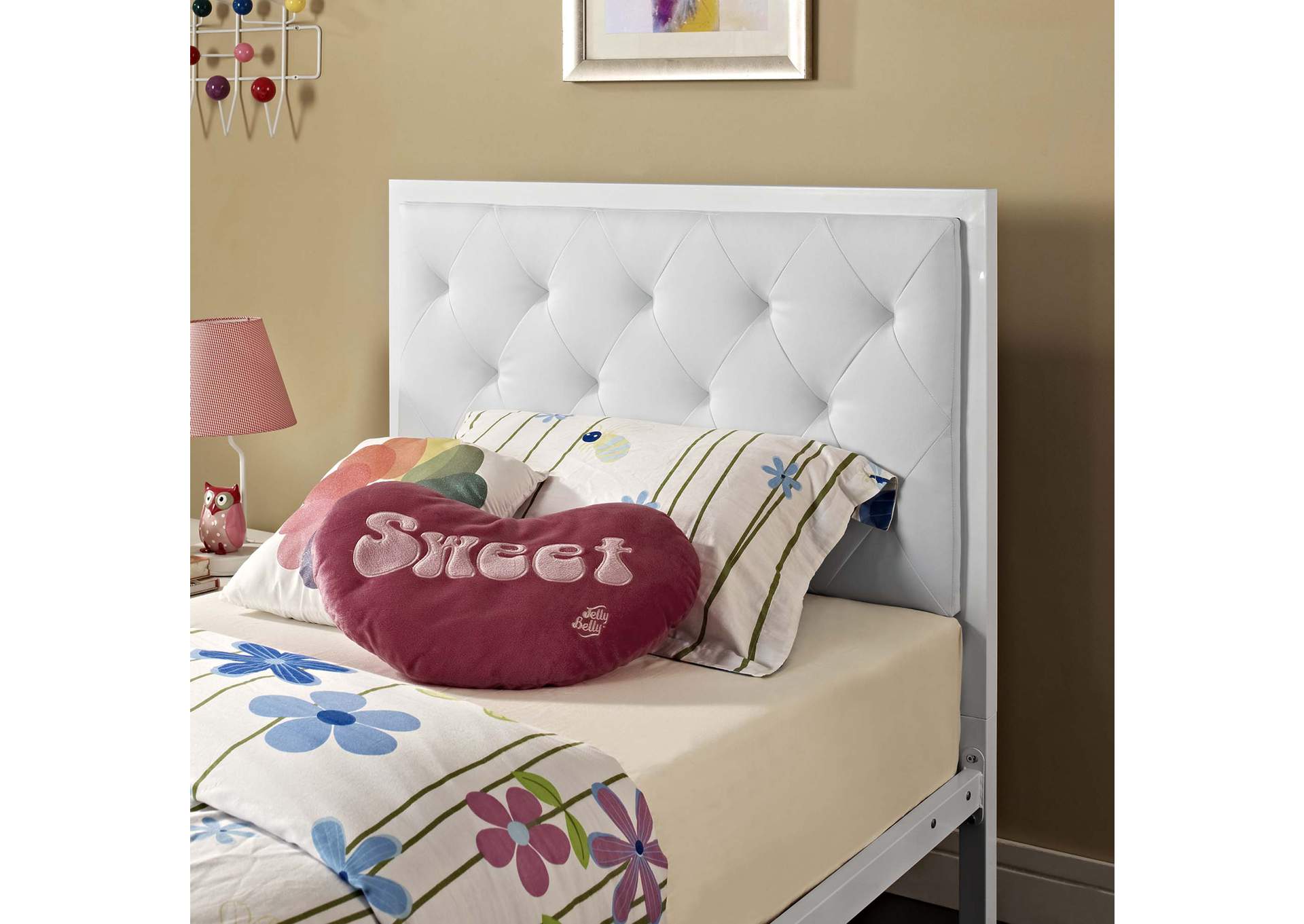 White White Mia Twin Bed - Vinyl,Modway