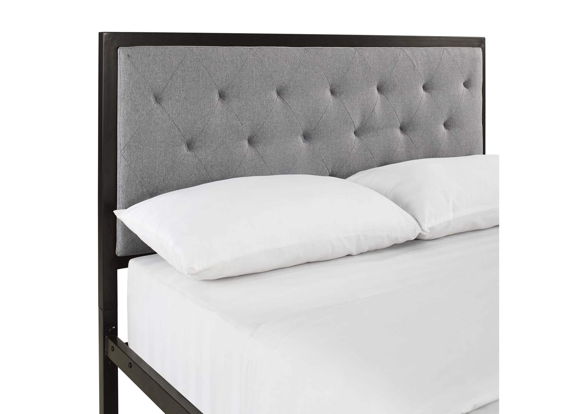 Brown Gray Mia Full Bed - Fabric,Modway