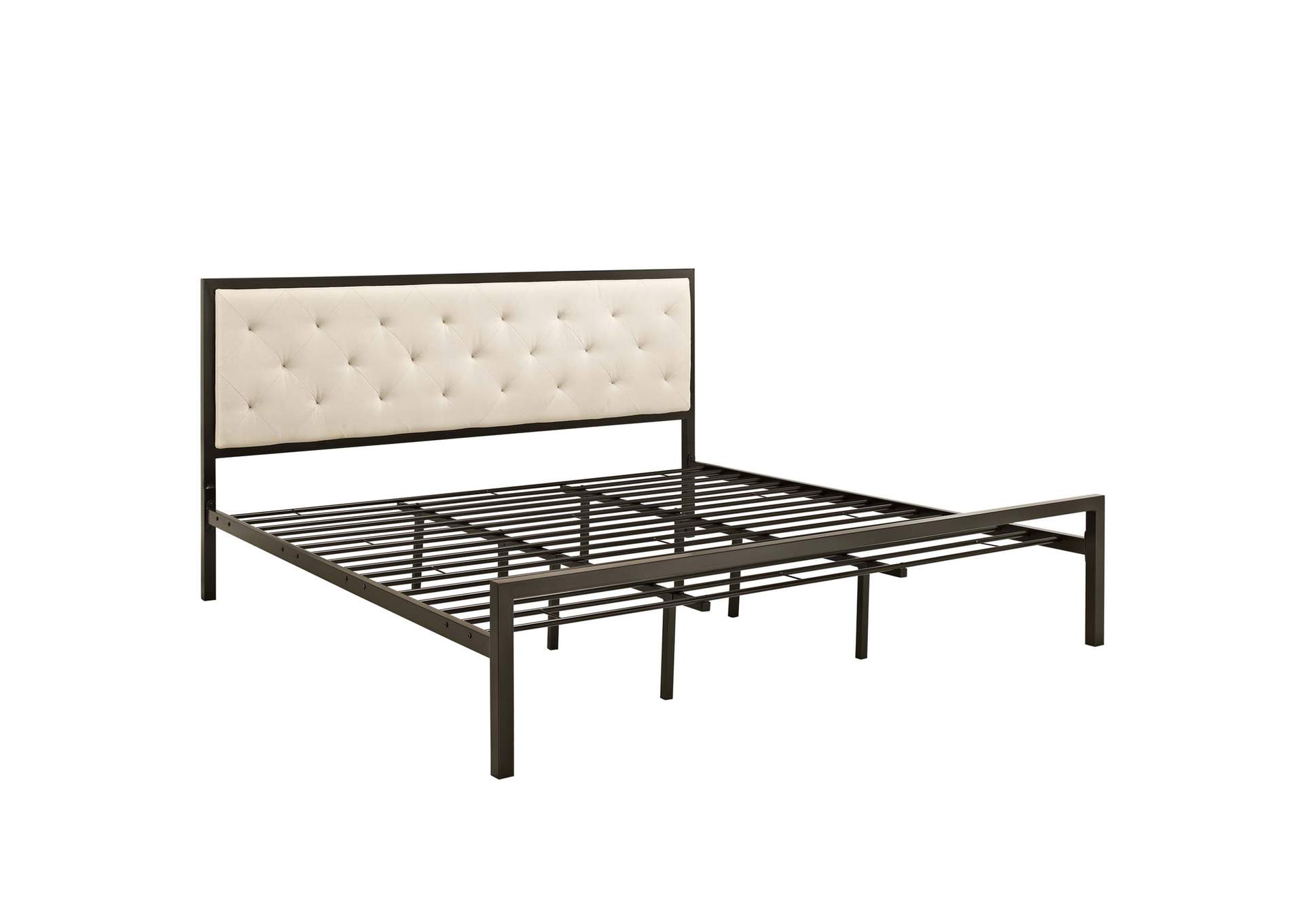 Brown Beige Mia King Bed - Fabric,Modway