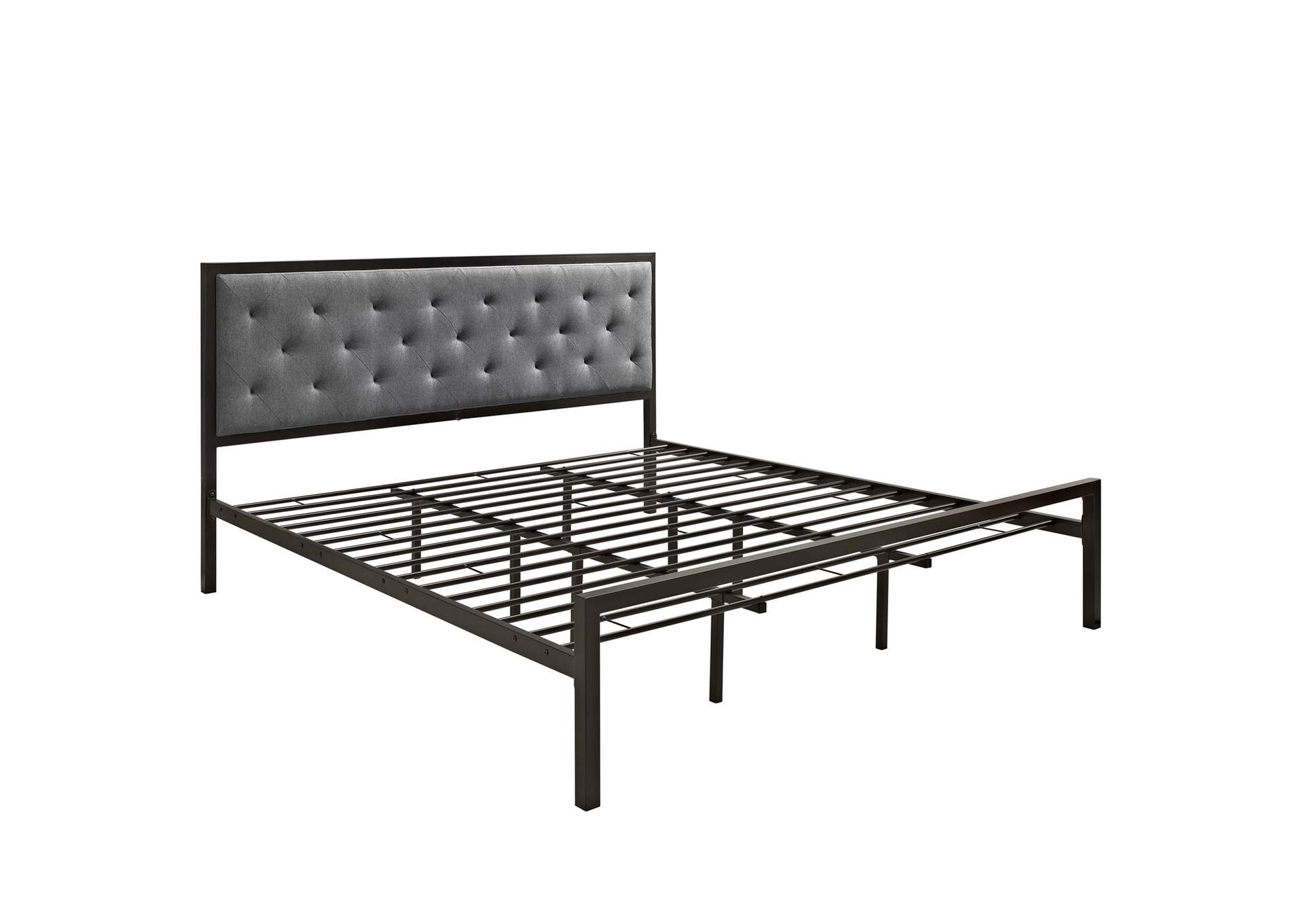 Mia Brown Gray King Fabric Bed,Modway
