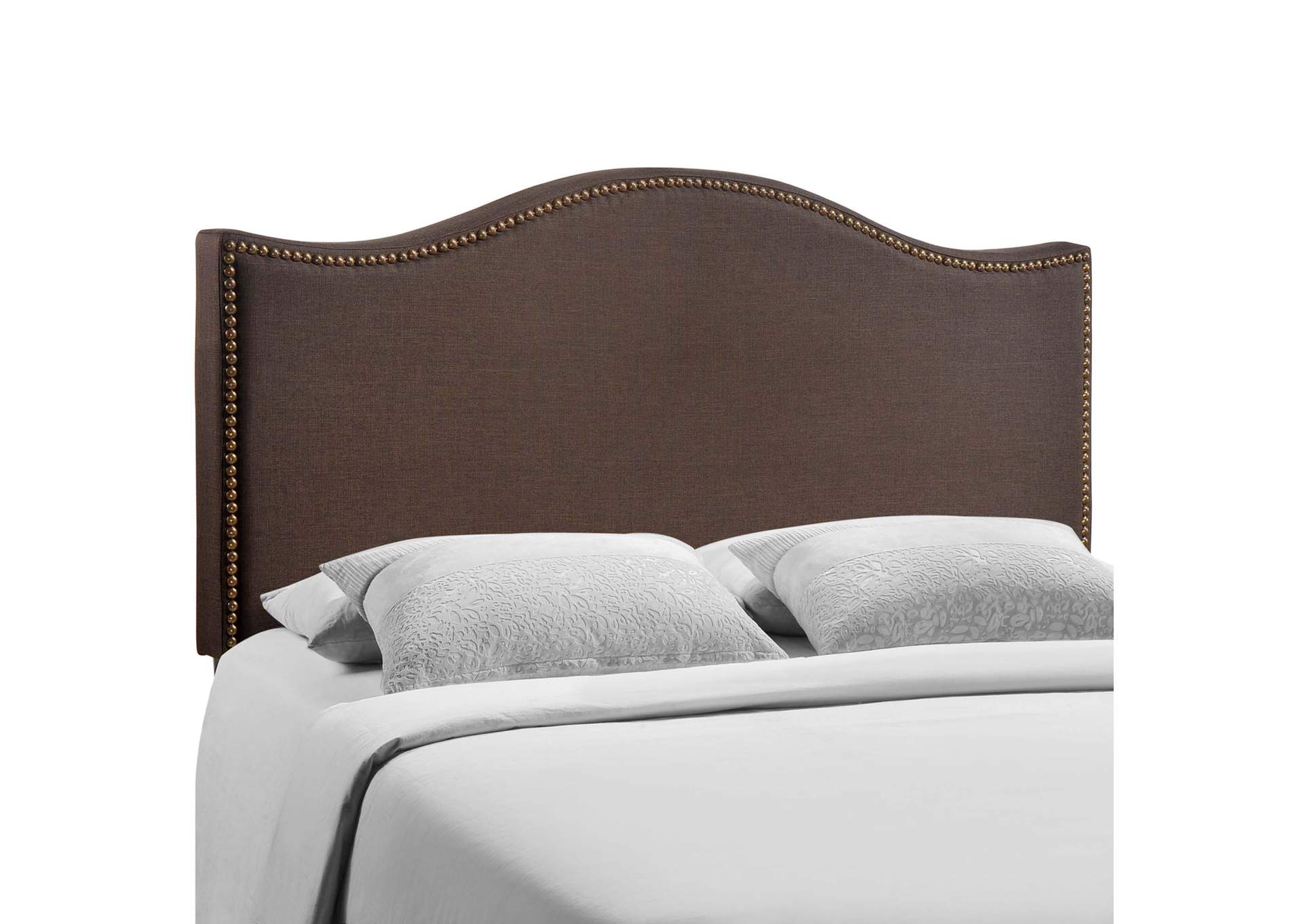Curl Dark Brown Queen Nailhead Upholstered Headboard,Modway