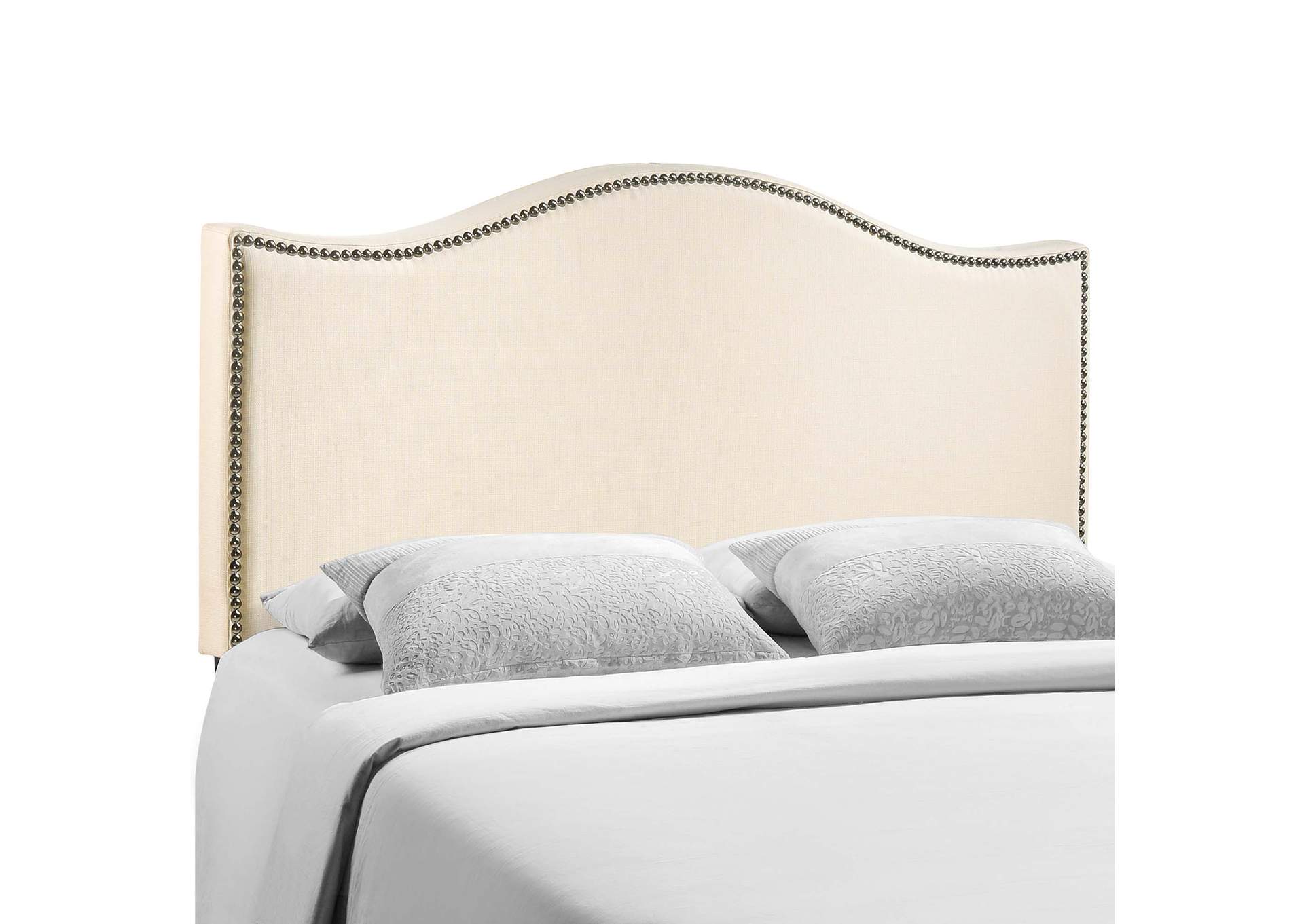 Curl Ivory Queen Nailhead Upholstered Headboard,Modway