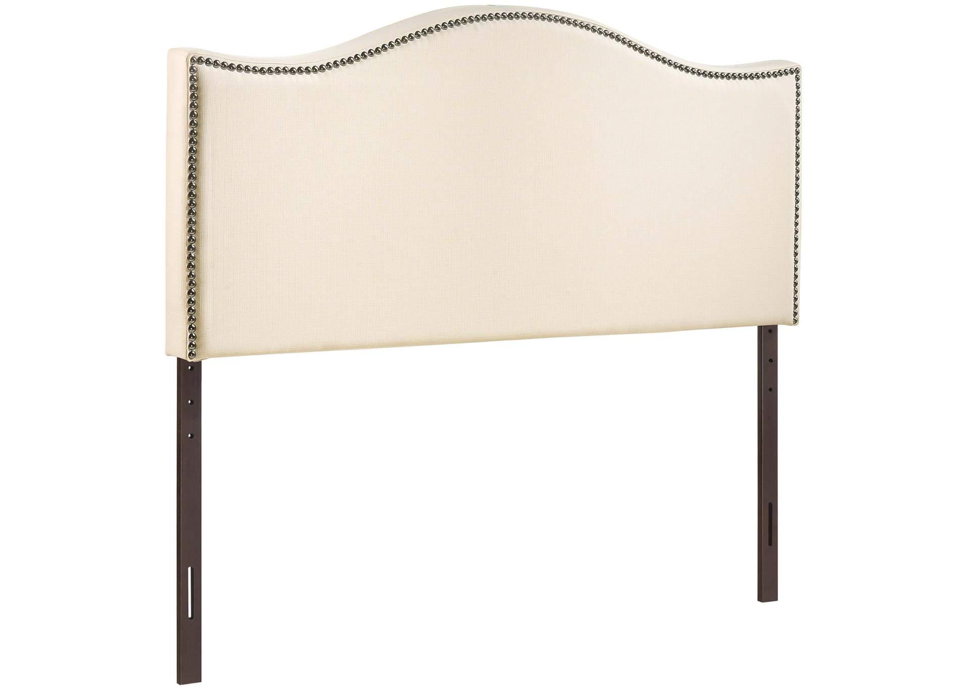 Curl Ivory Queen Nailhead Upholstered Headboard,Modway