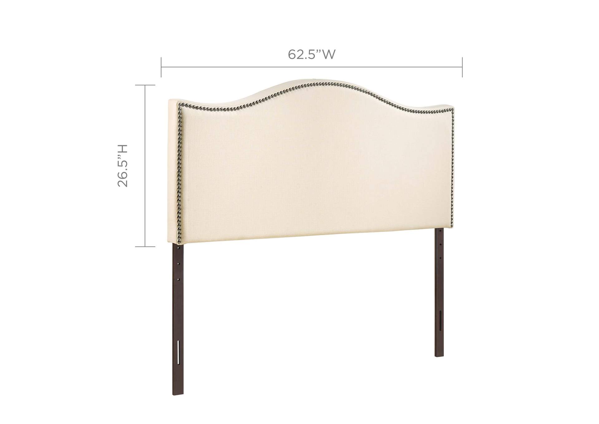 Curl Ivory Queen Nailhead Upholstered Headboard,Modway