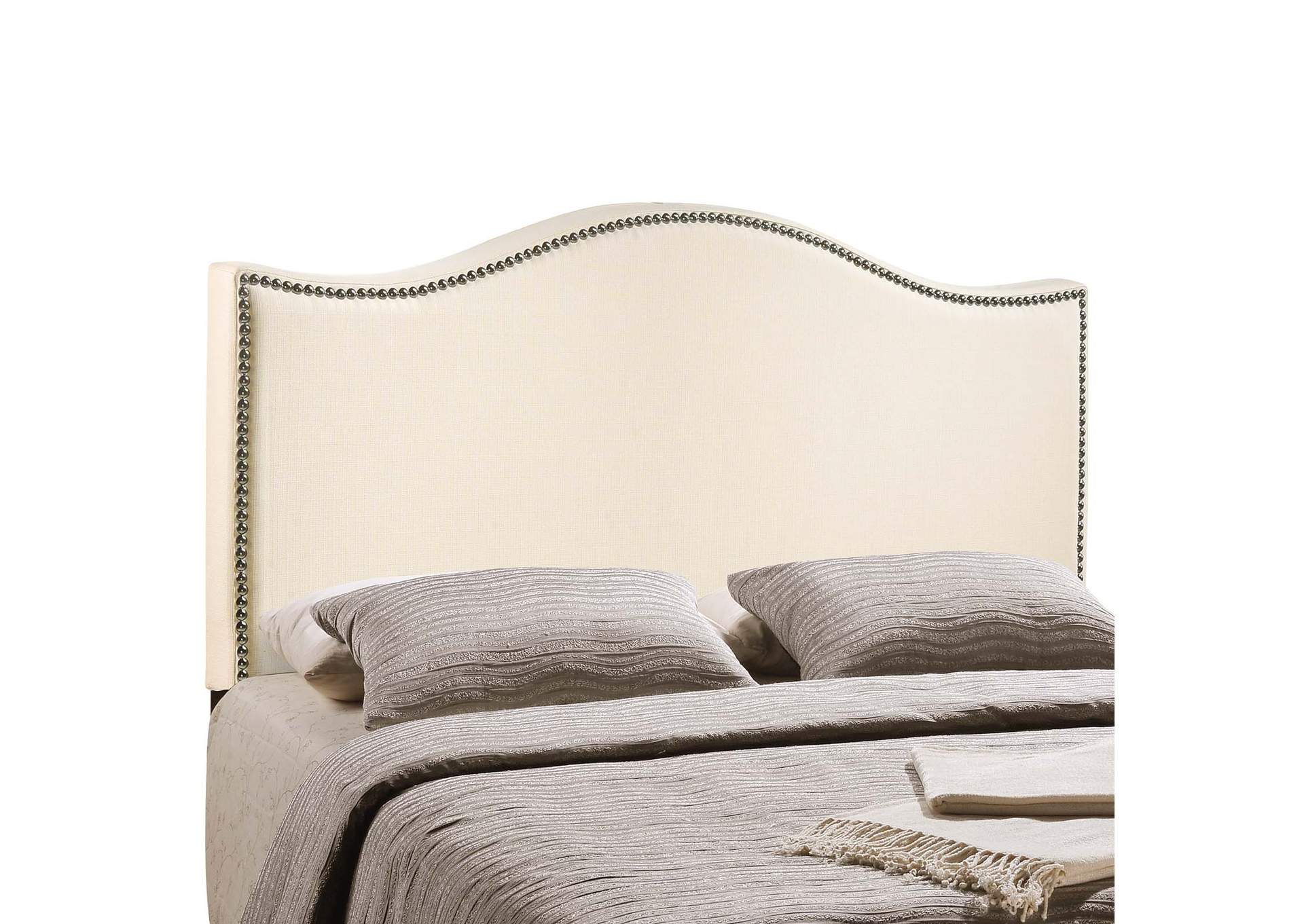 Curl Ivory King Nailhead Upholstered Headboard,Modway