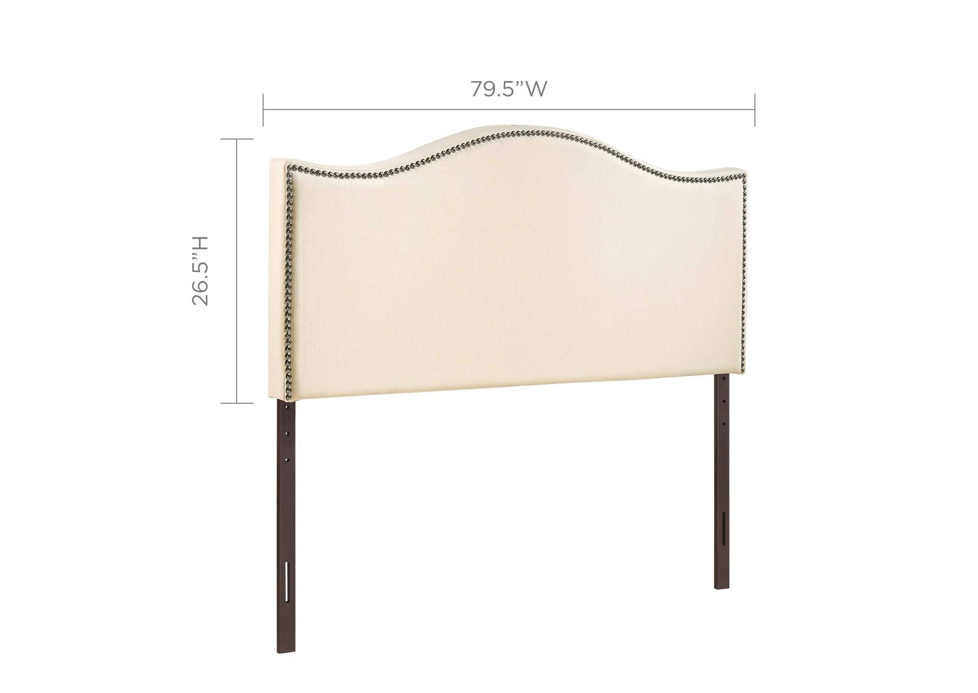 Curl Ivory King Nailhead Upholstered Headboard,Modway