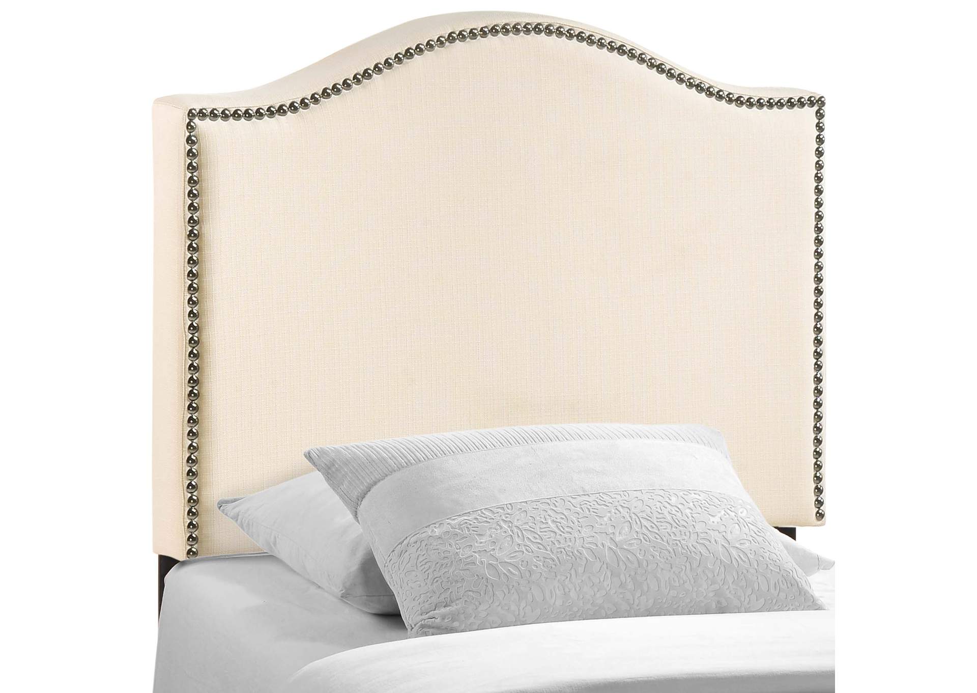 Curl Ivory Twin Nailhead Upholstered Headboard,Modway