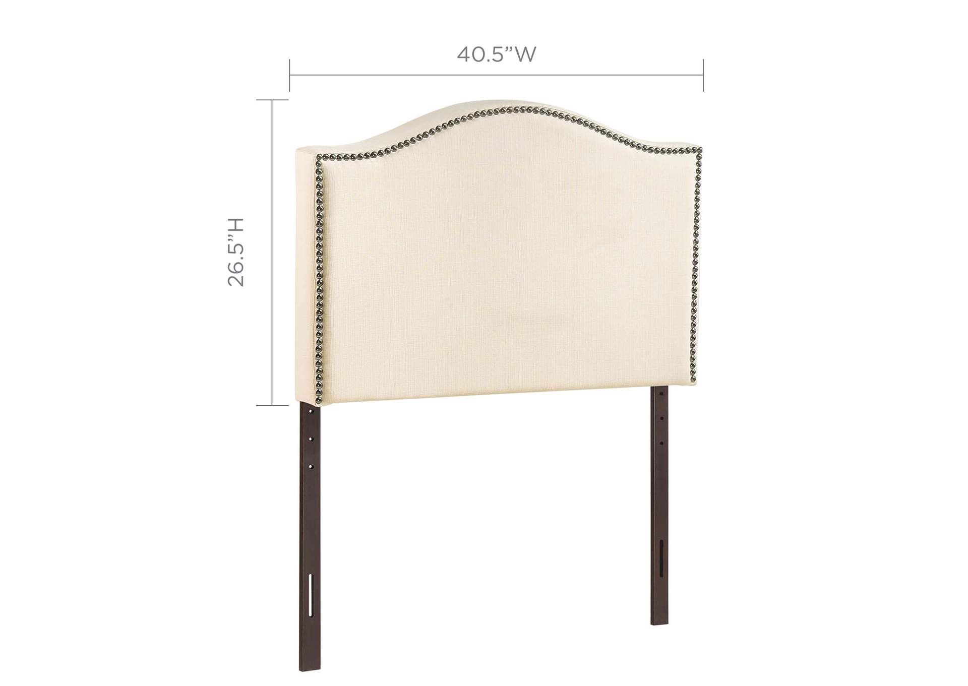 Curl Ivory Twin Nailhead Upholstered Headboard,Modway