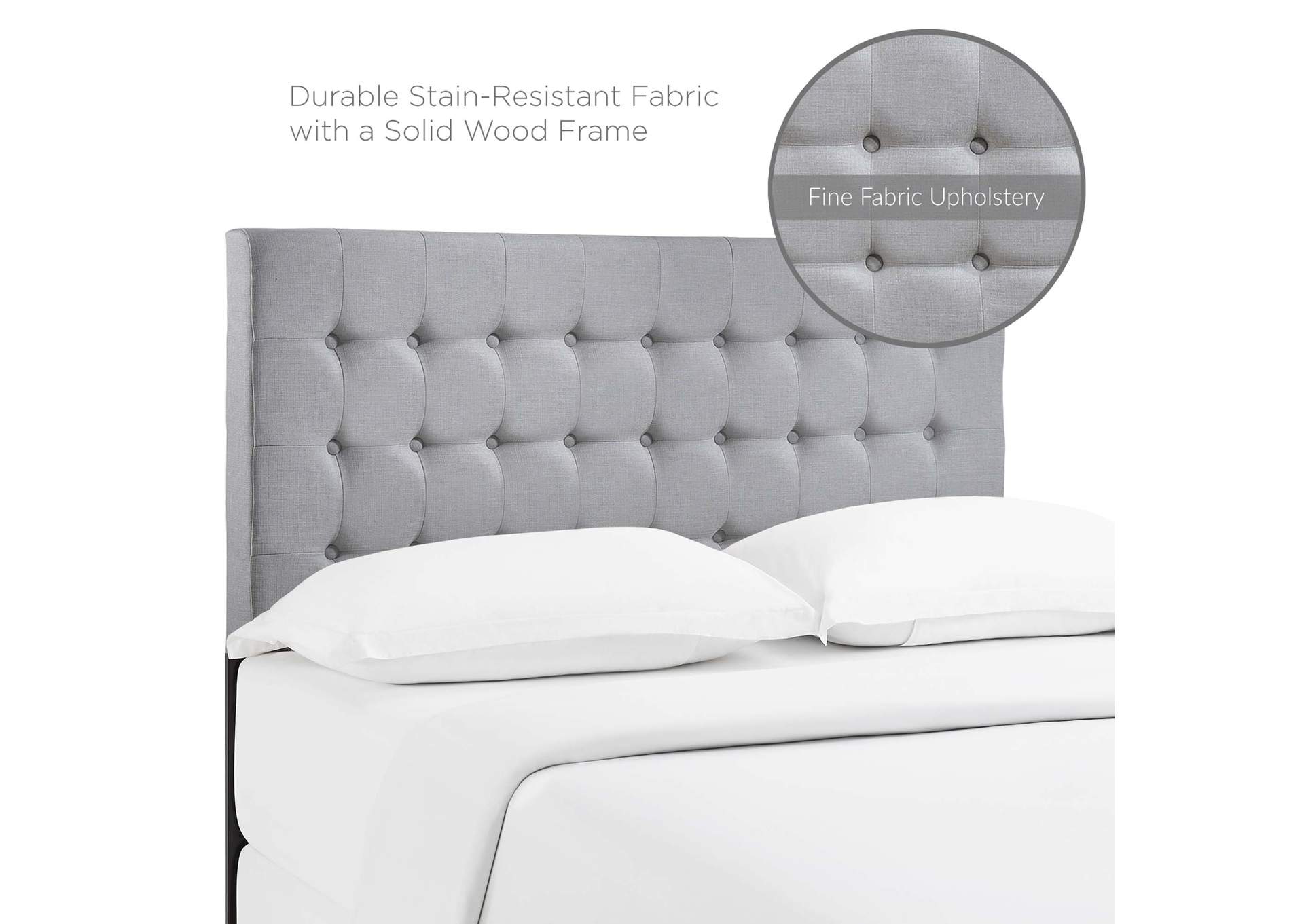 Tinble Sky Gray Queen Upholstered Fabric Headboard,Modway