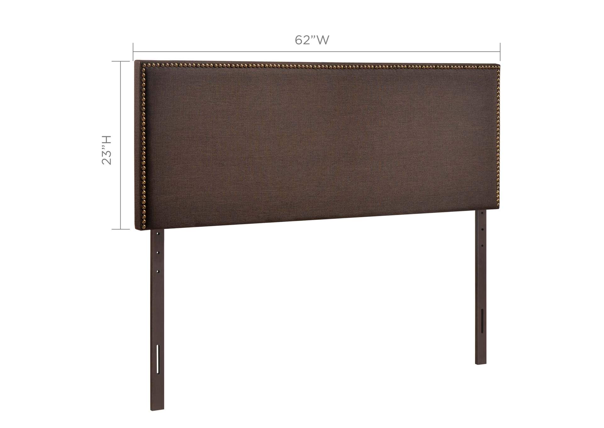 Region Dark Brown Nailhead Queen Upholstered Headboard,Modway