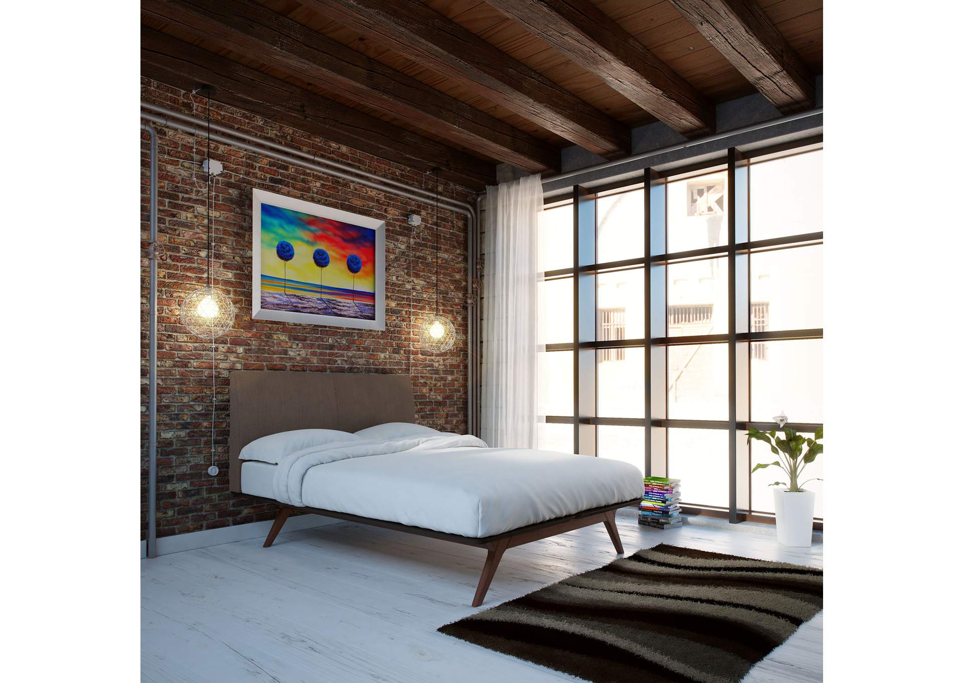 Cappuccino Brown Tracy Queen Bed,Modway