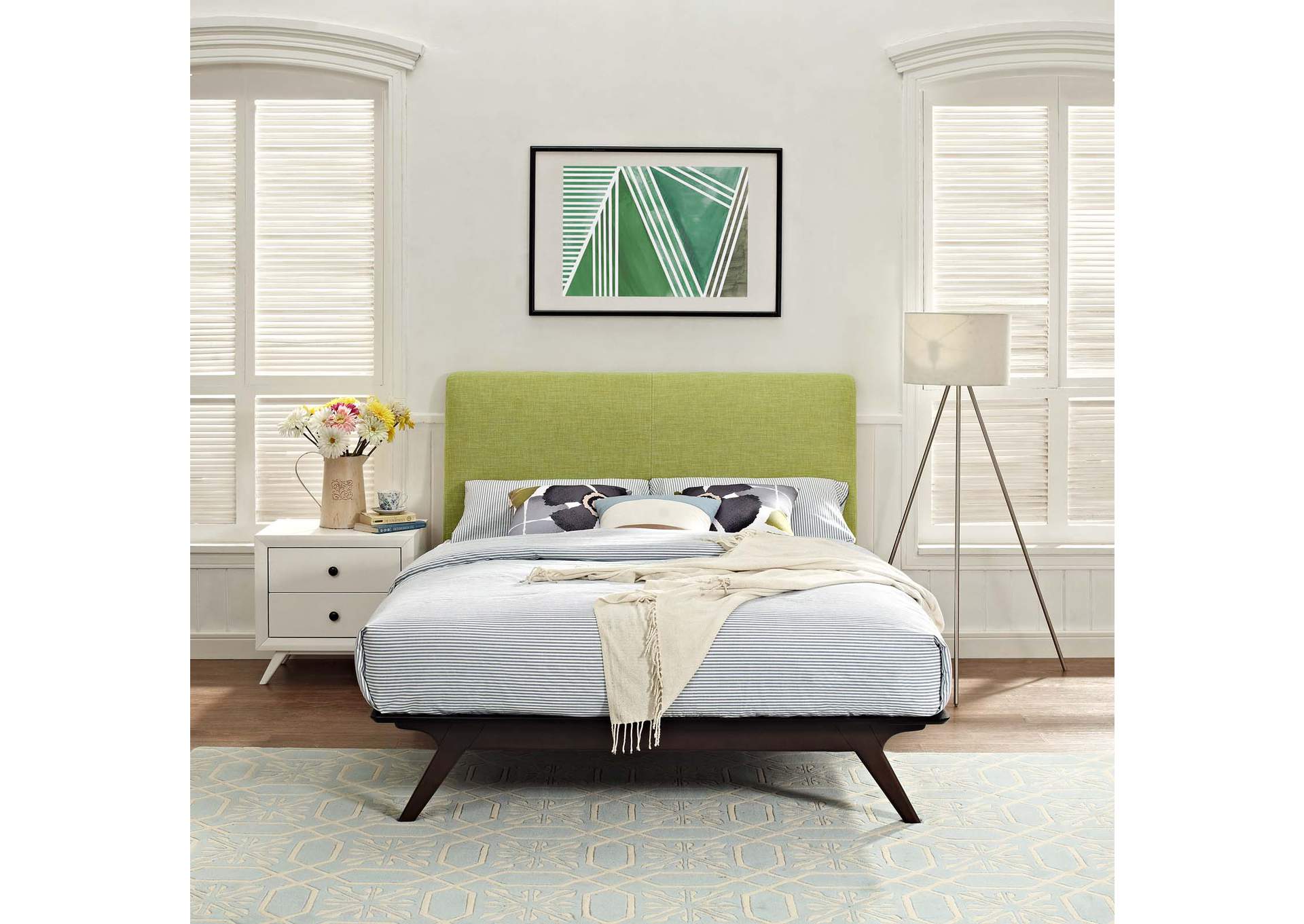 Cappuccino Green Tracy Queen Bed,Modway