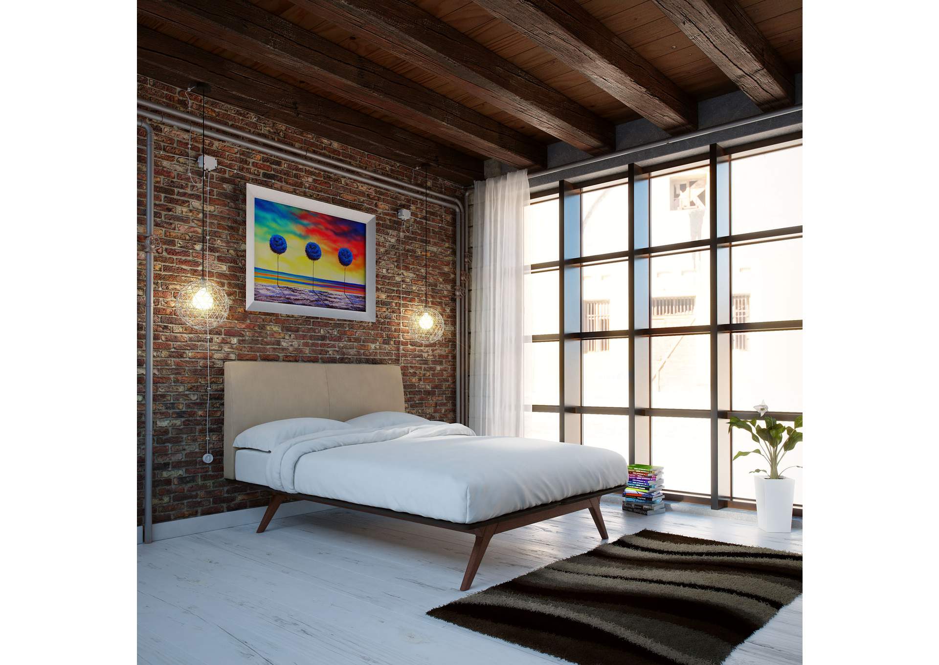 Cappuccino Latte Tracy Queen Bed,Modway