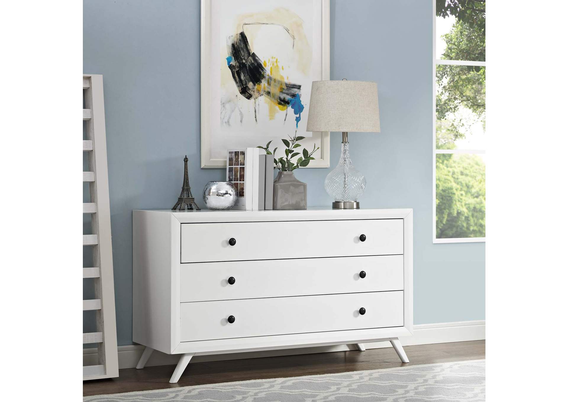 White Tracy Wood Dresser,Modway