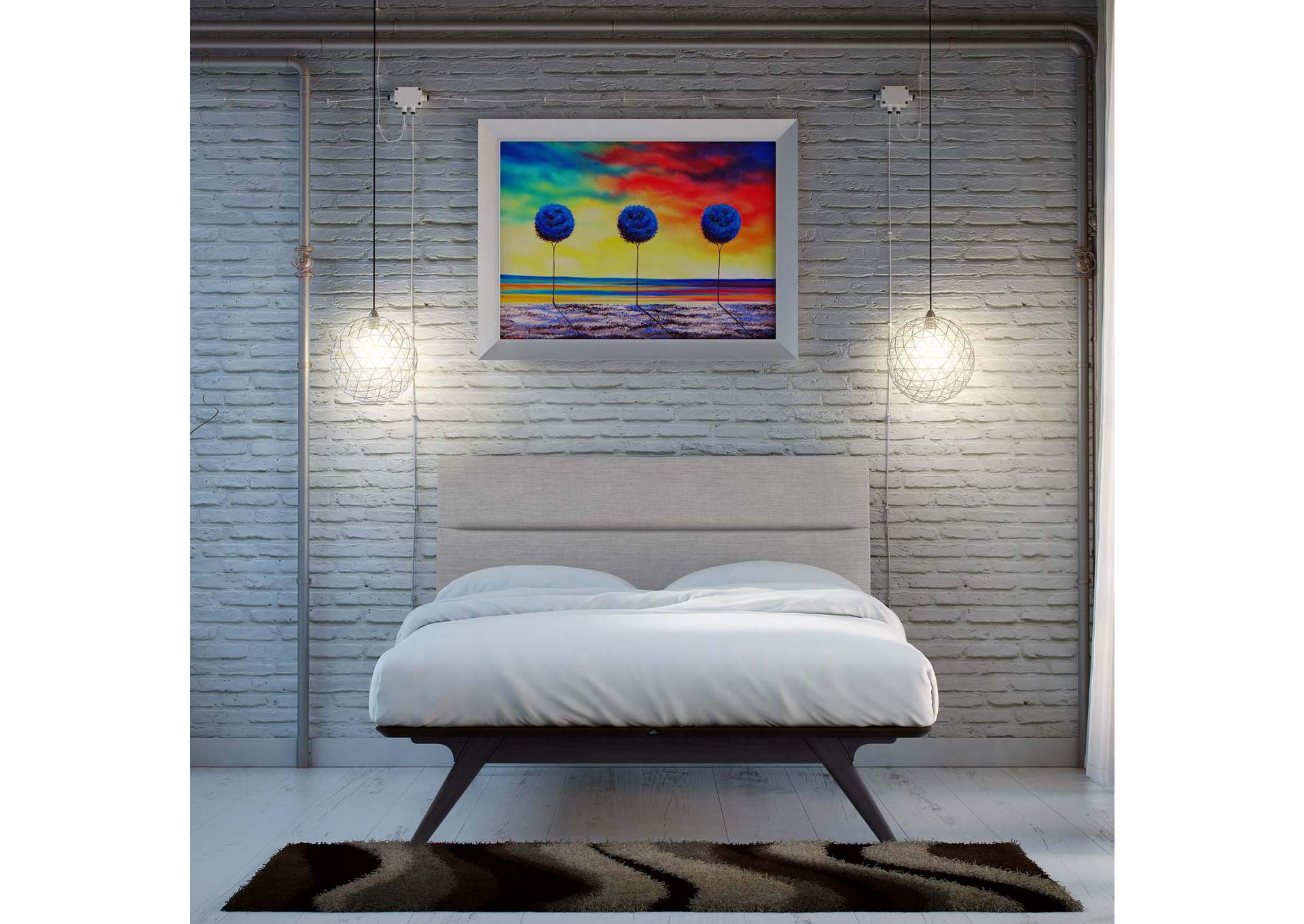 Black Gray Addison Queen Bed,Modway