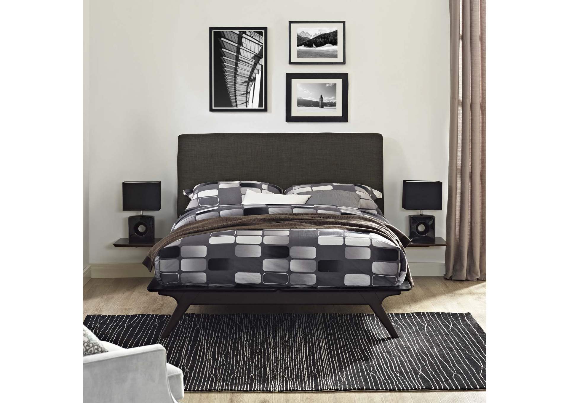 Cappuccino Brown Tracy 3 Piece Queen Bedroom Set,Modway