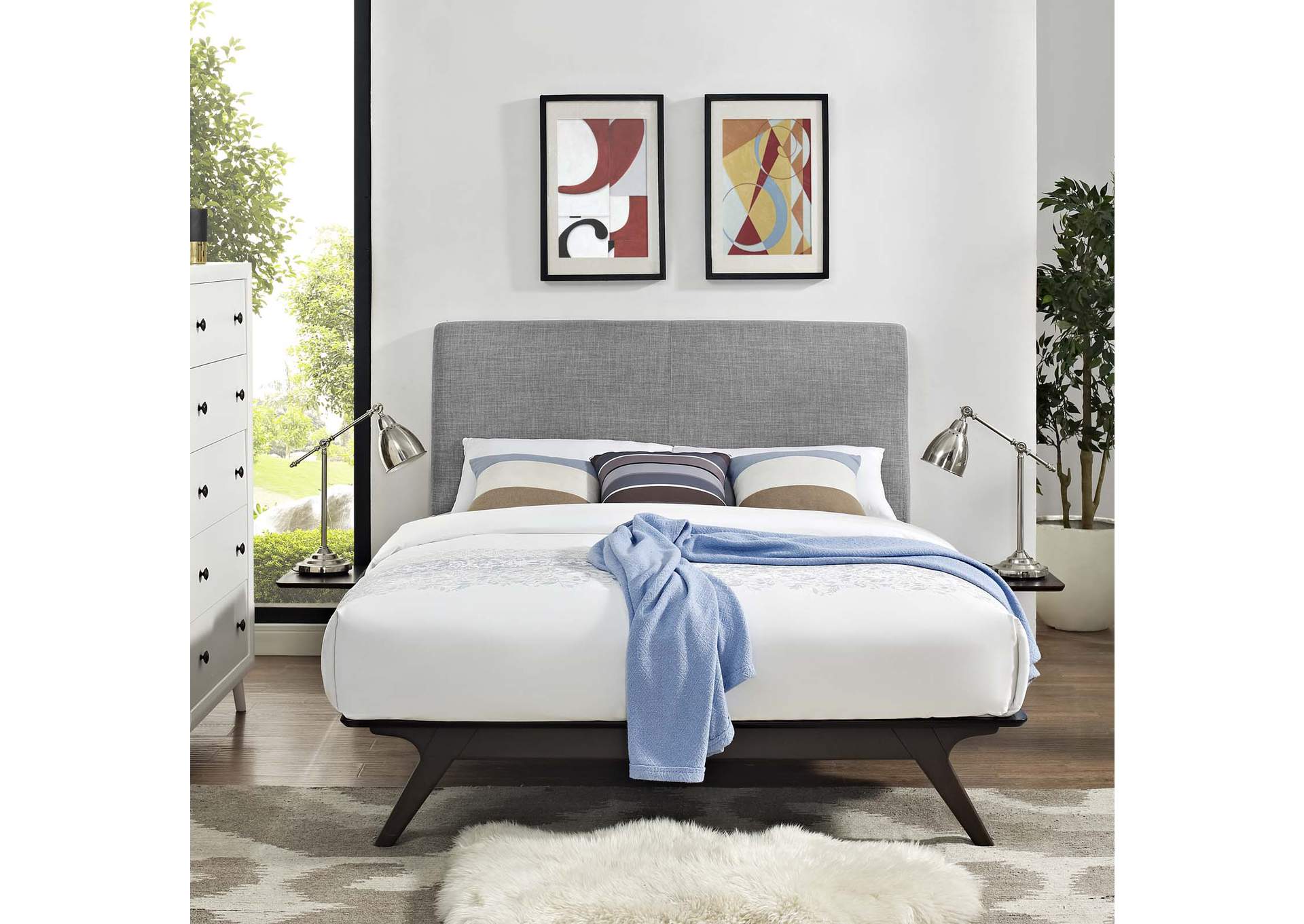 Cappuccino Gray Tracy 3 Piece Queen Bedroom Set,Modway