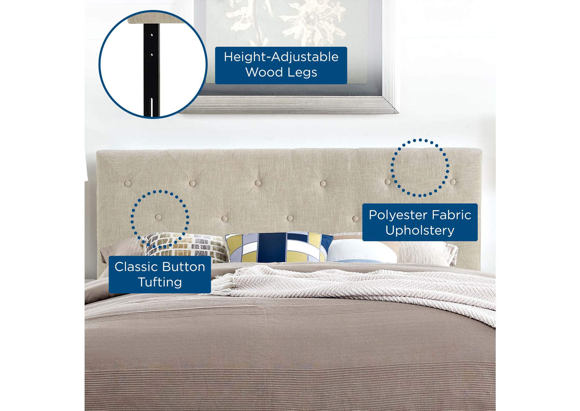 Terisa Beige King Upholstered Fabric Headboard,Modway