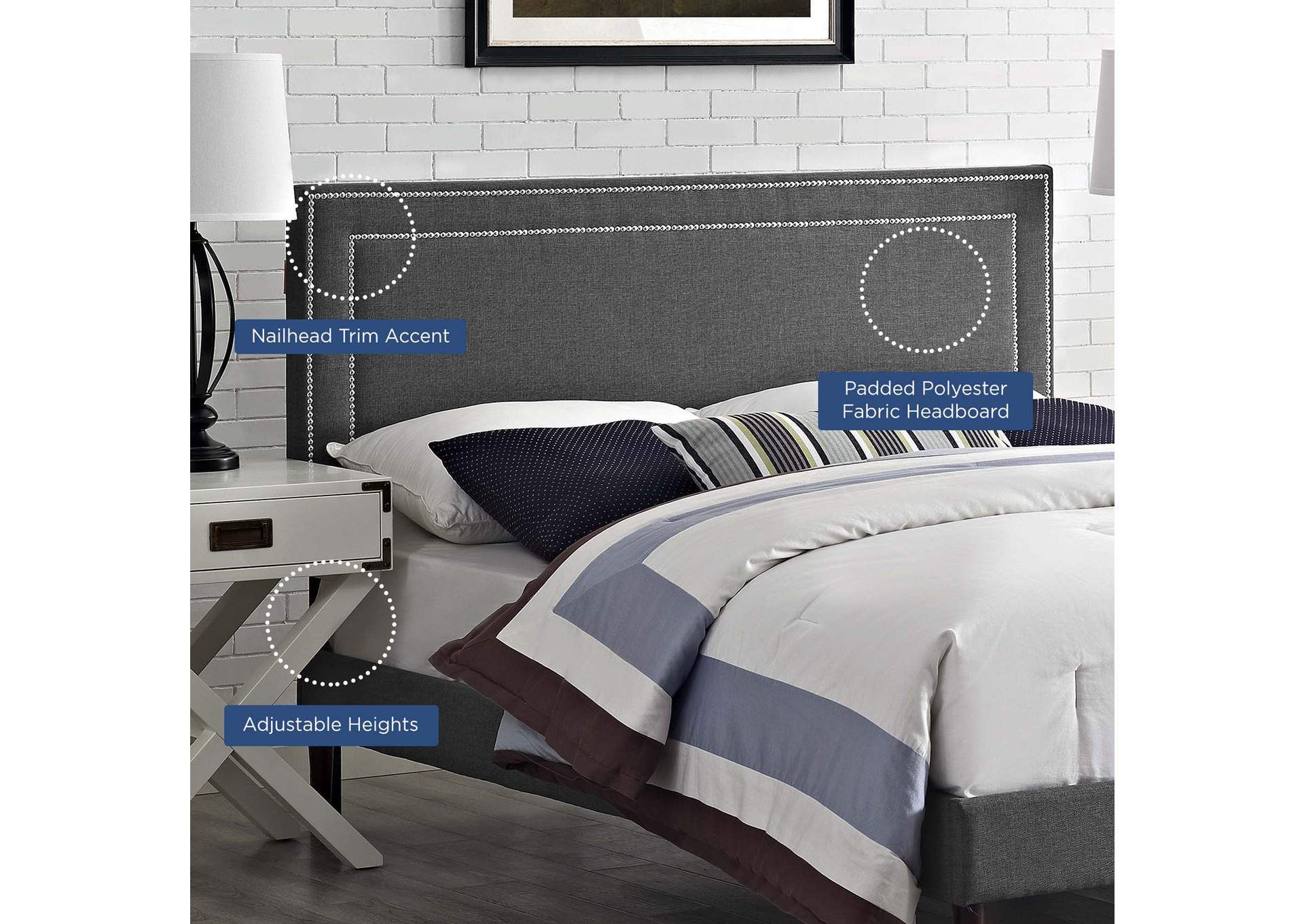 Jessamine Gray Queen Upholstered Fabric Headboard,Modway