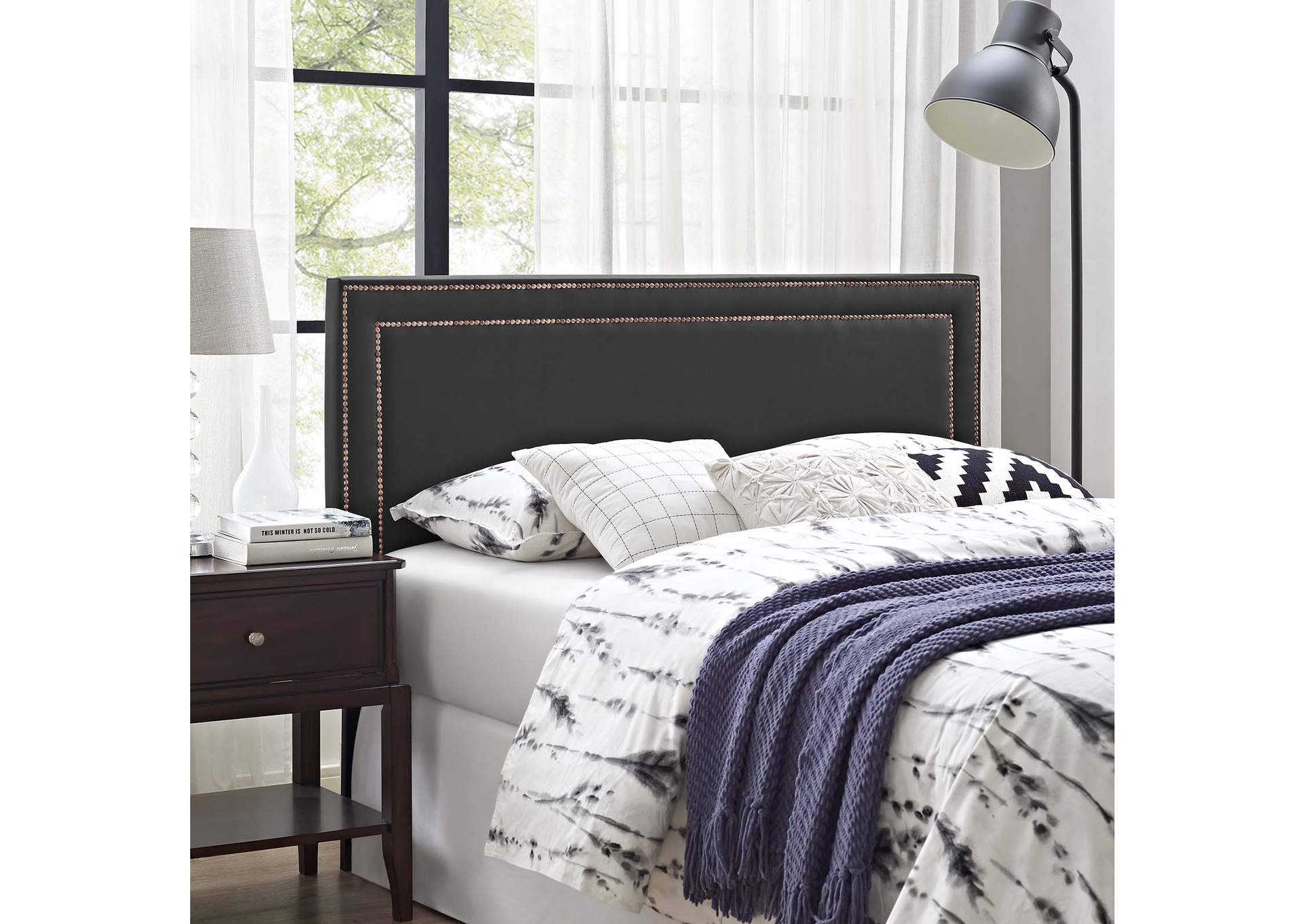 Jessamine Black King Upholstered Vinyl Headboard,Modway