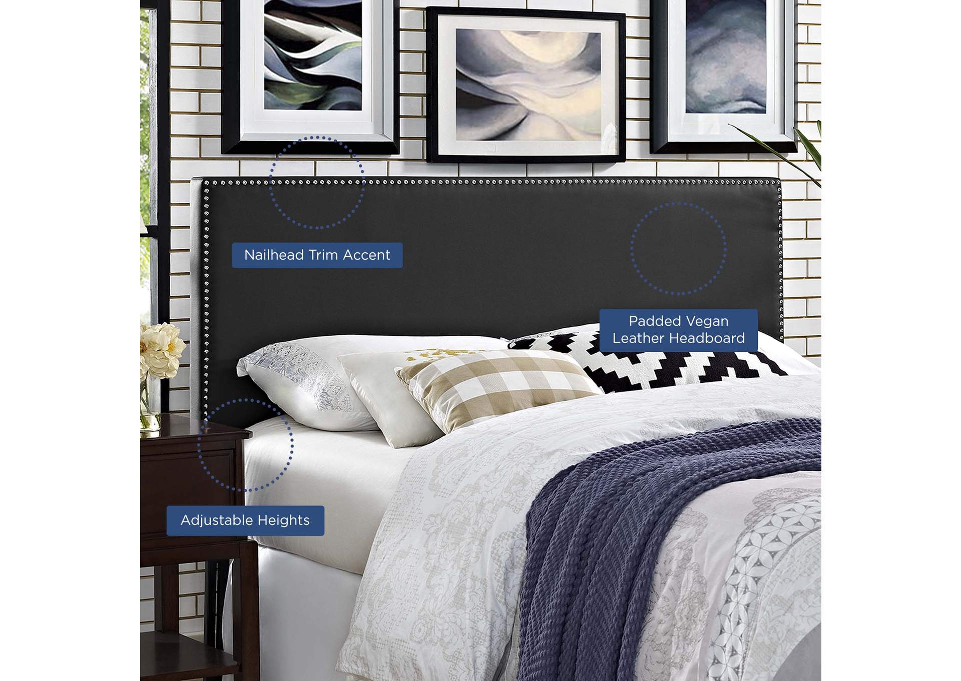 Phoebe Black King Upholstered Vinyl Headboard,Modway