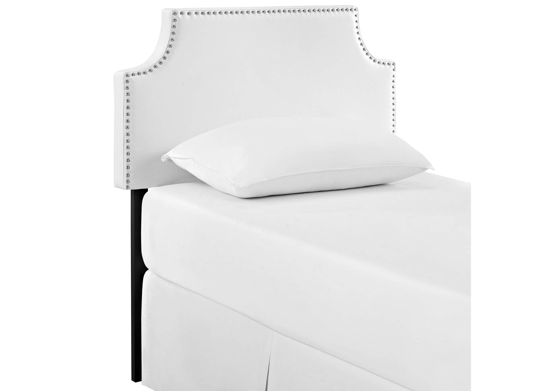 Laura White Twin Upholstered Vinyl Headboard,Modway