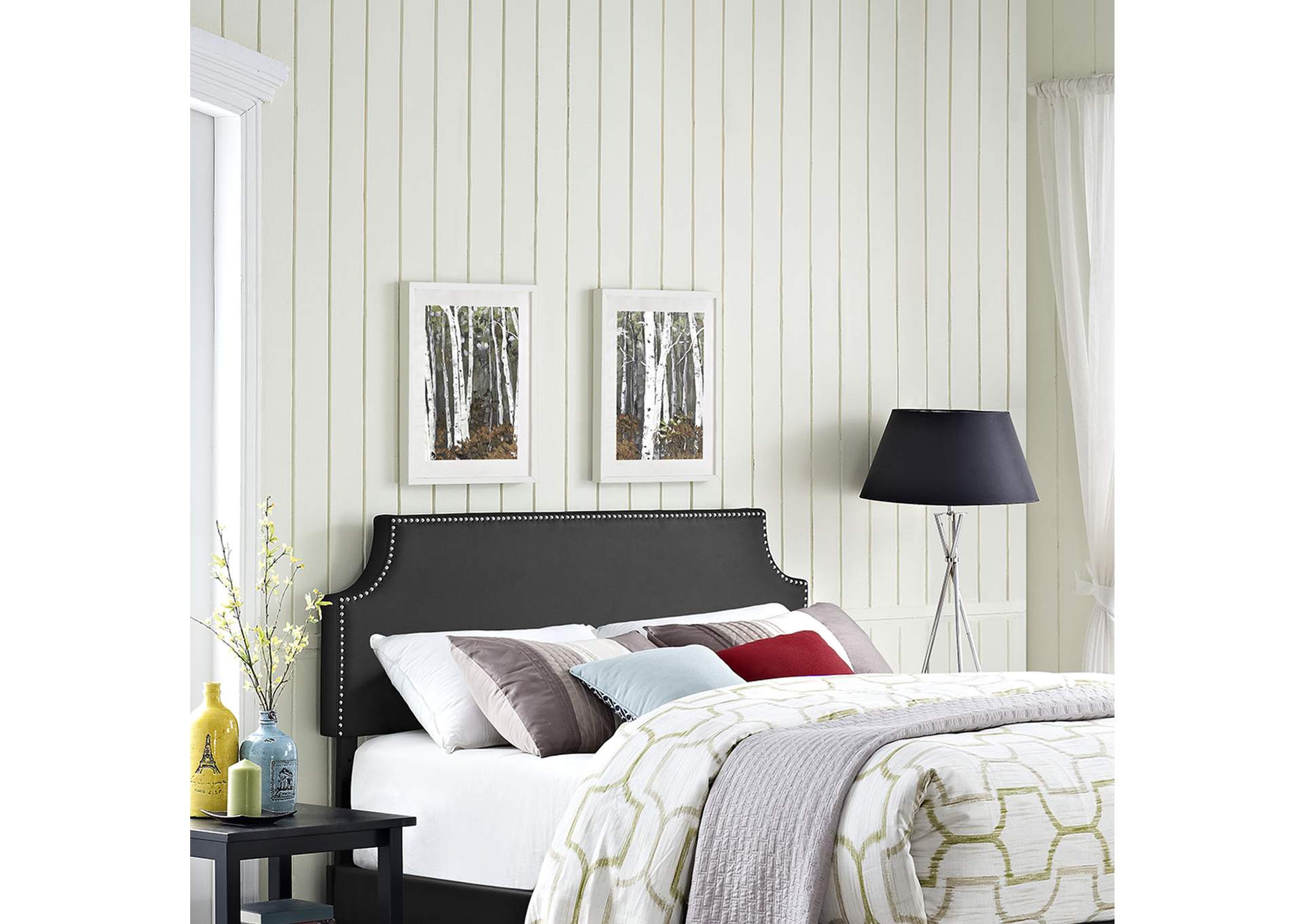 Laura Black Full Upholstered Vinyl Headboard,Modway