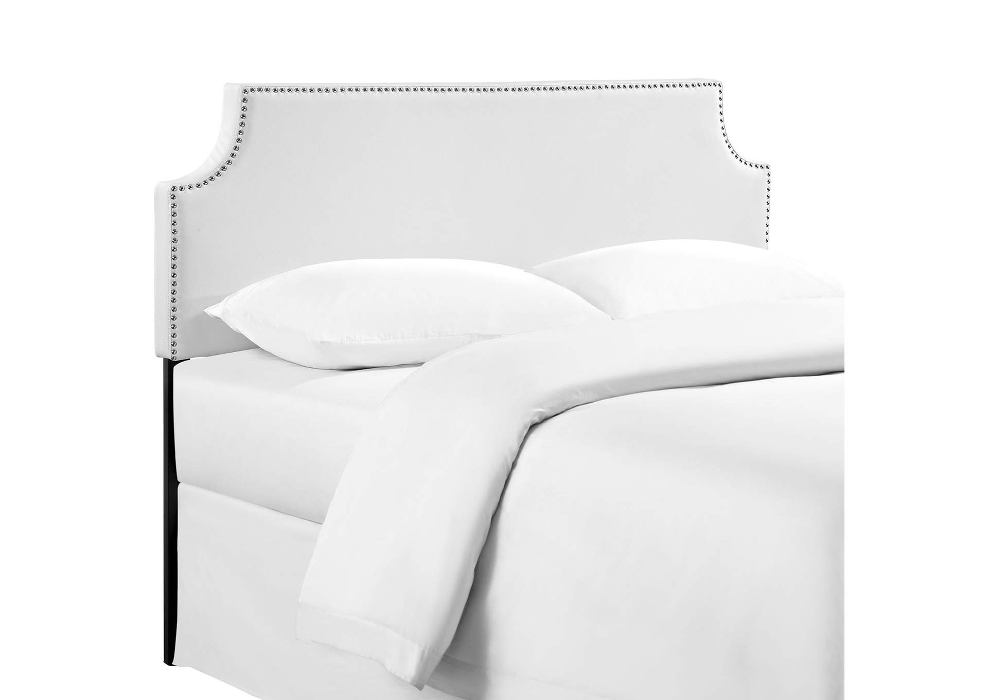 Laura White King Upholstered Vinyl Headboard,Modway