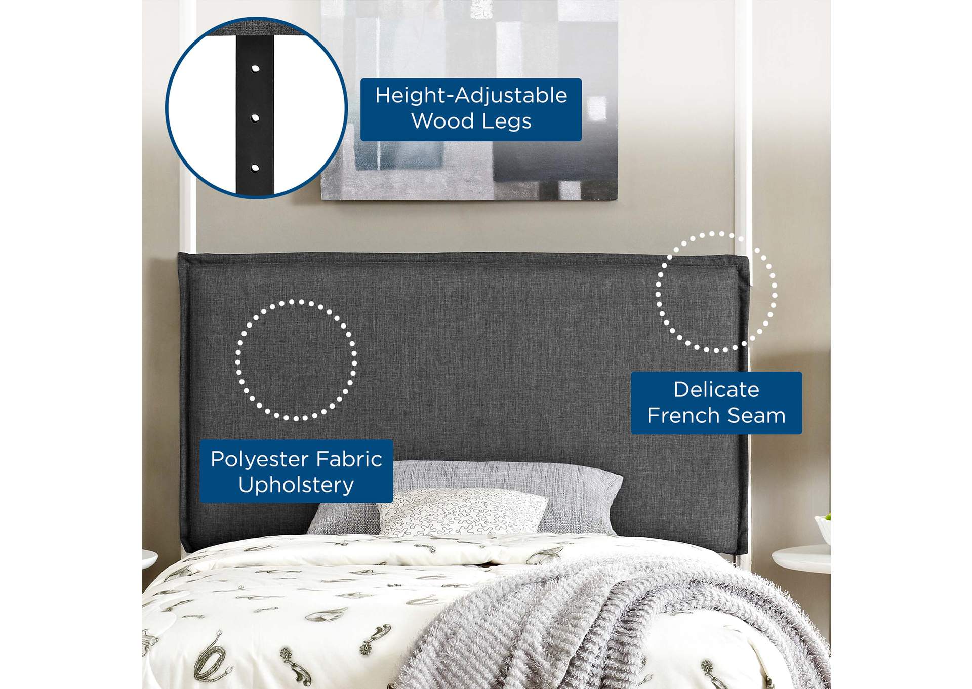 Camille Gray Twin Upholstered Fabric Headboard,Modway