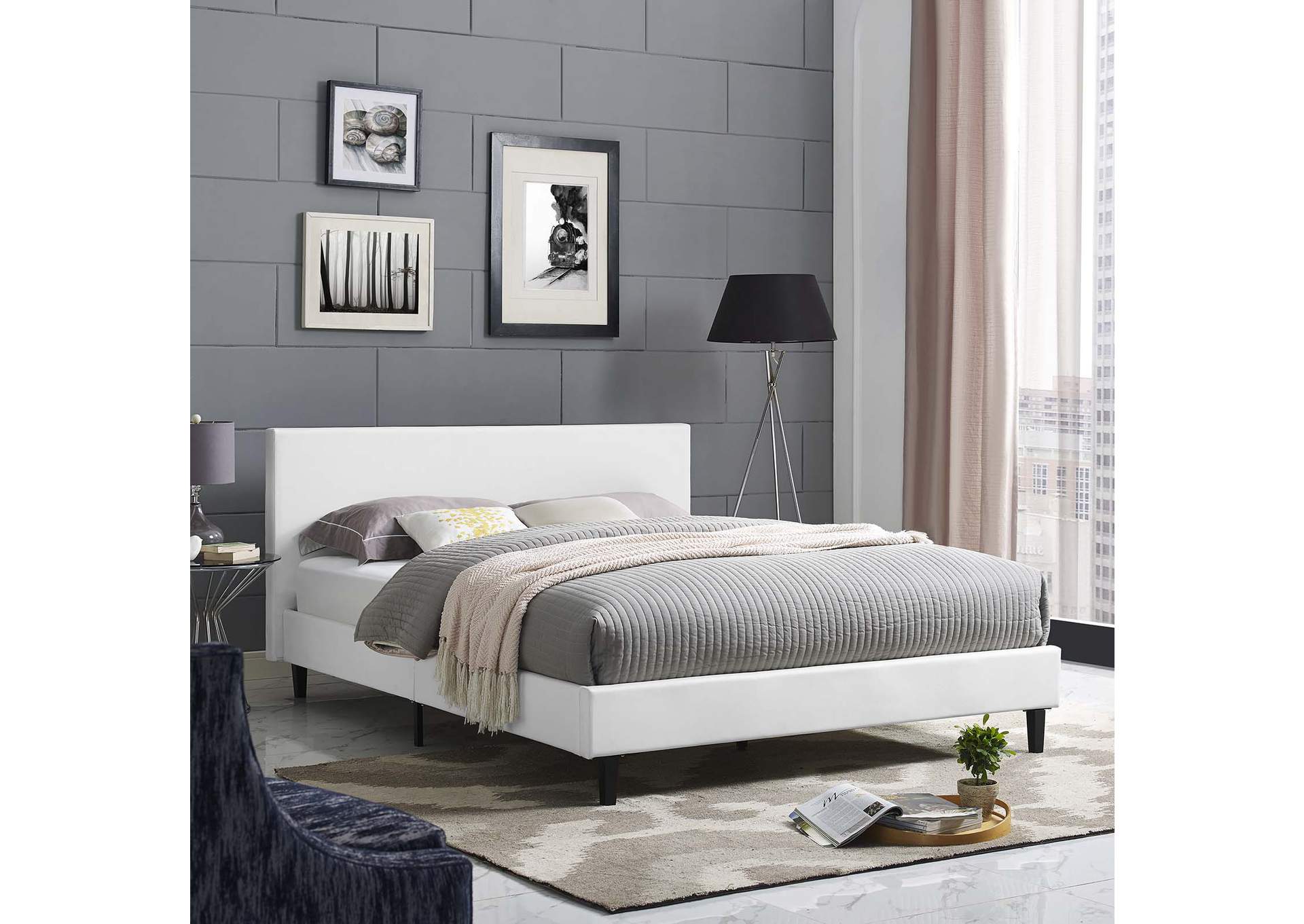 White Anya Full Bed,Modway